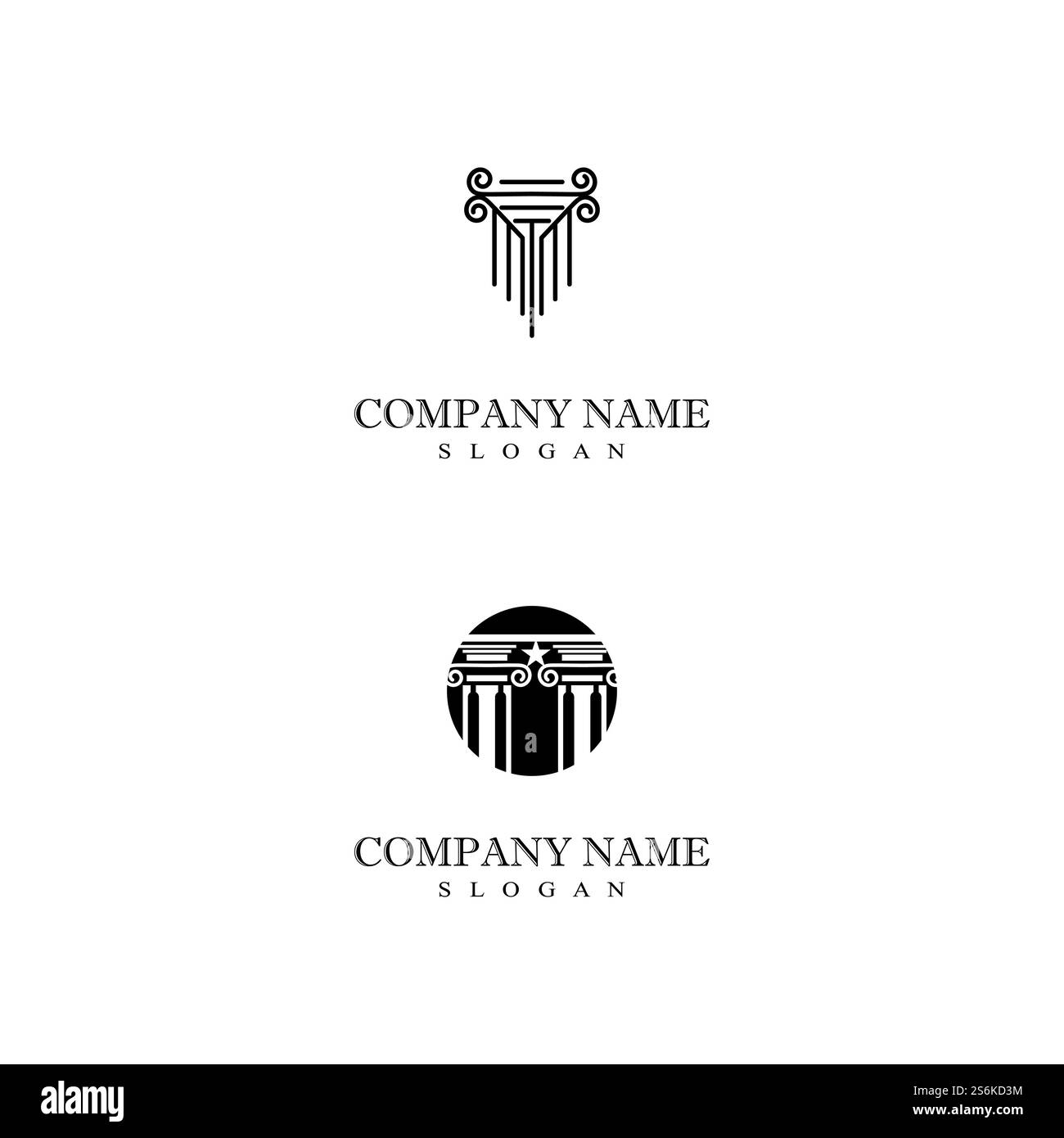 Colonnes de pilier antiques Rome grecque Athènes conception de logo bâtiment historique Illustration de Vecteur