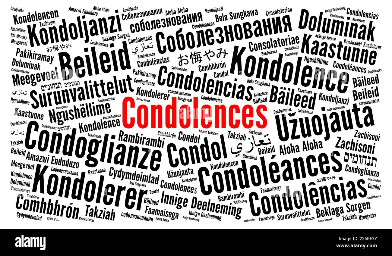 Condoléances dans différentes langues Word Cloud Banque D'Images