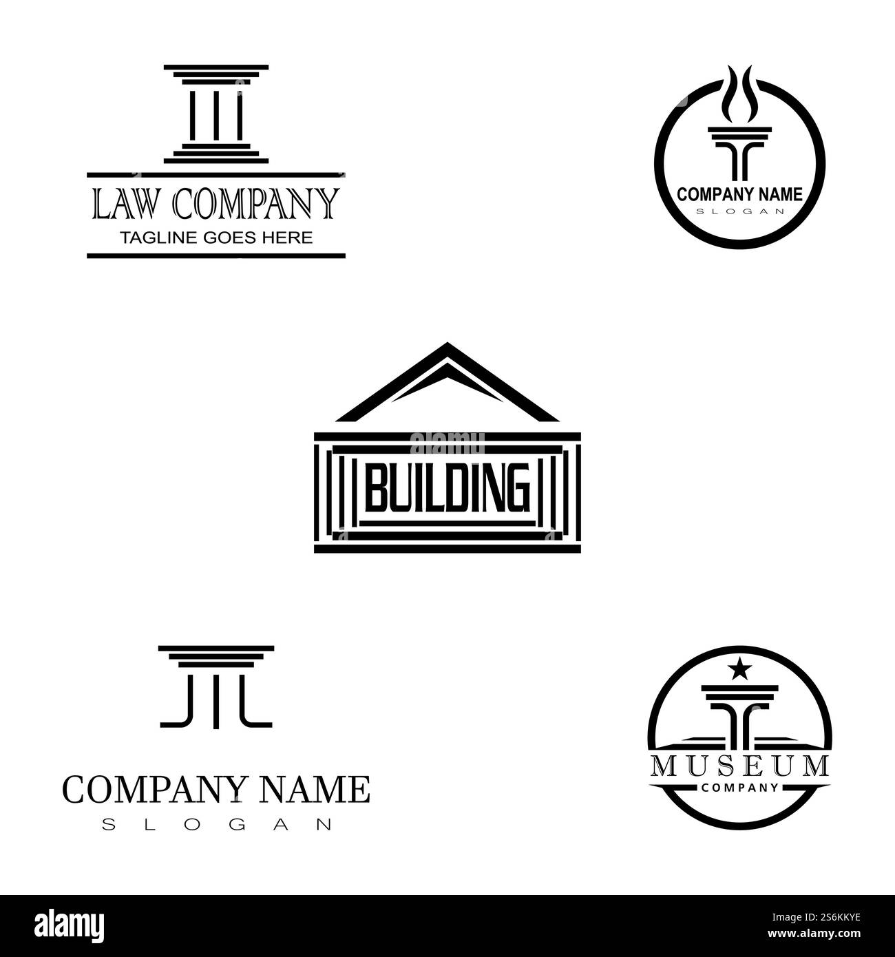 Colonnes de pilier antiques Rome grecque Athènes conception de logo bâtiment historique Illustration de Vecteur