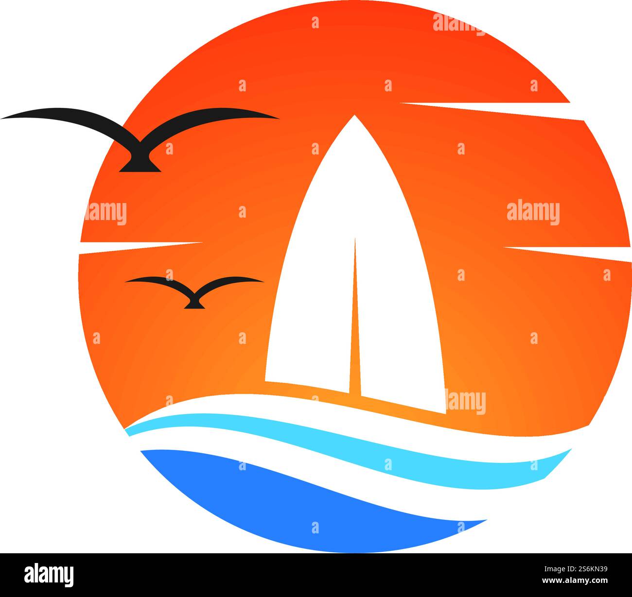 Conception plate de vecteur de logo de planche de surf Illustration de Vecteur