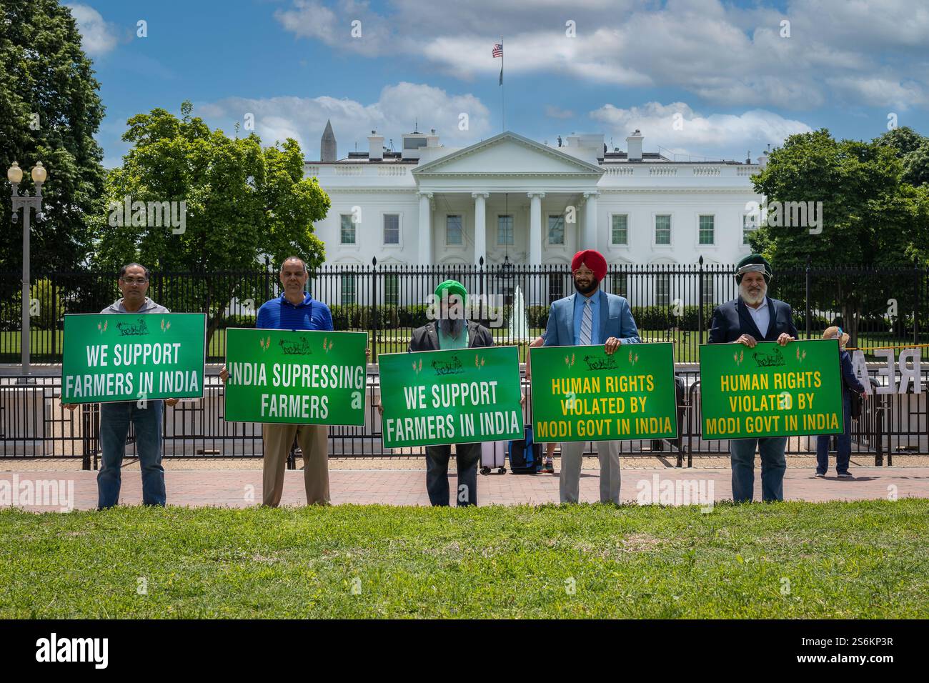Soutien à la Maison Blanche pour les manifestations en cours des agriculteurs en Inde contre les réformes agricoles du gouvernement Modi. Banque D'Images