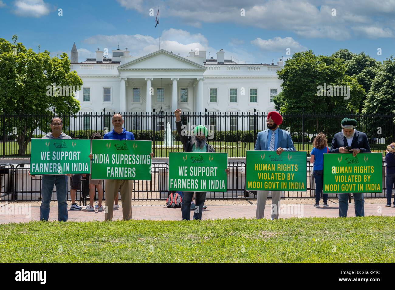 Soutien à la Maison Blanche pour les manifestations en cours des agriculteurs en Inde contre les réformes agricoles du gouvernement Modi. Banque D'Images