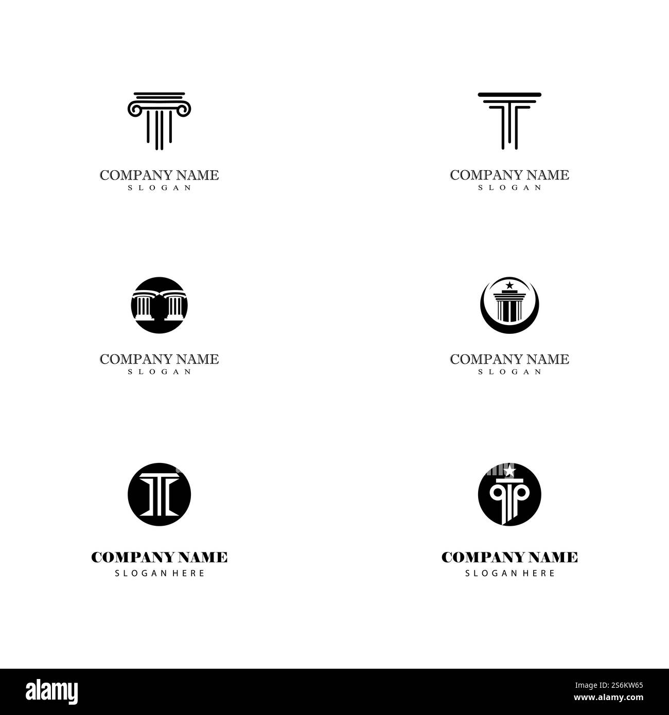 Colonnes de pilier antiques Rome grecque Athènes conception de logo bâtiment historique Illustration de Vecteur