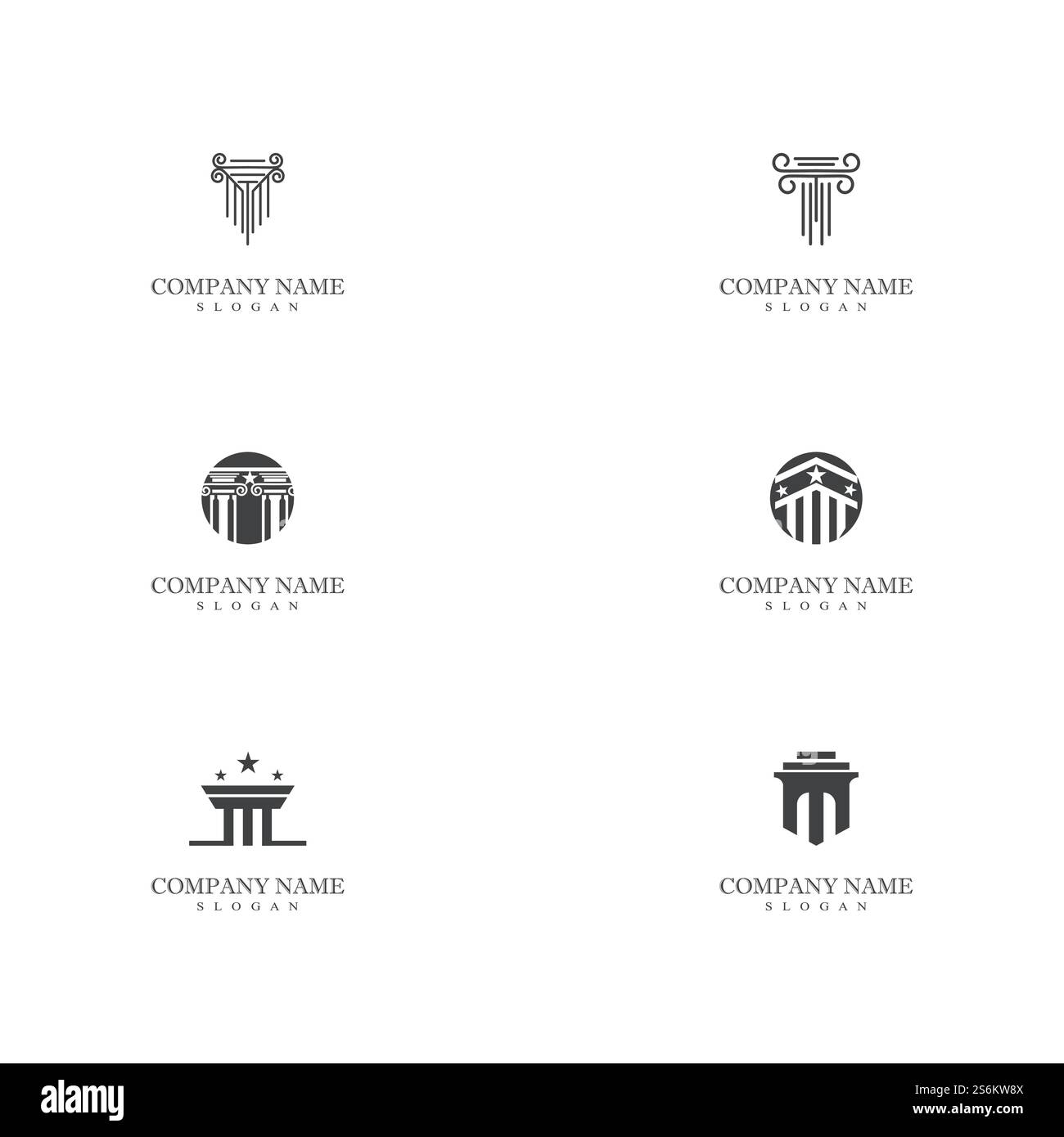 Colonnes de pilier antiques Rome grecque Athènes conception de logo bâtiment historique Illustration de Vecteur