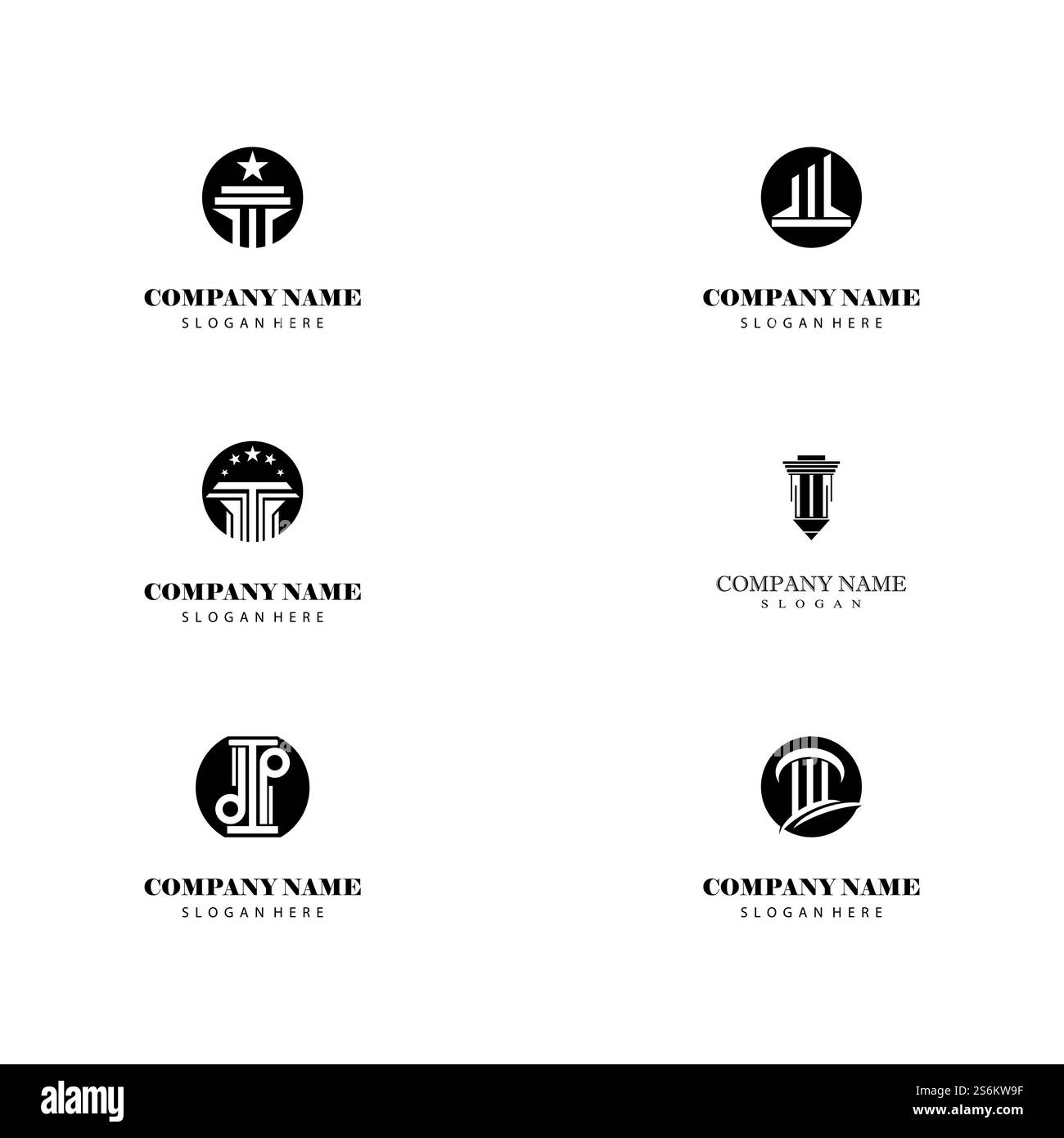 Colonnes de pilier antiques Rome grecque Athènes conception de logo bâtiment historique Illustration de Vecteur