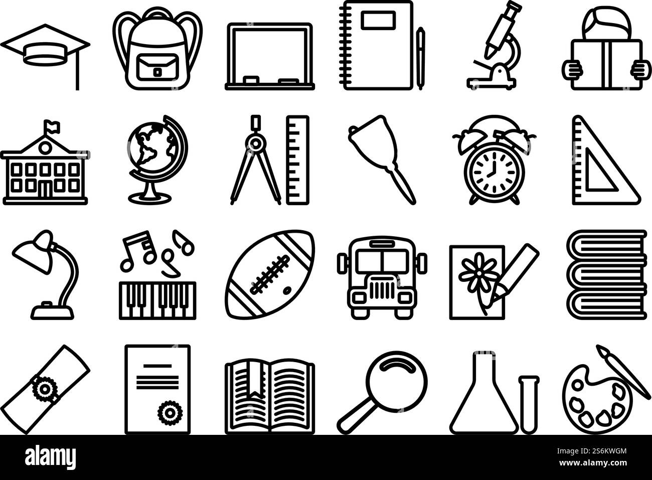 Ensemble d'icônes d'école. Conception de contour gras modifiable. Illustration vectorielle. Illustration de Vecteur
