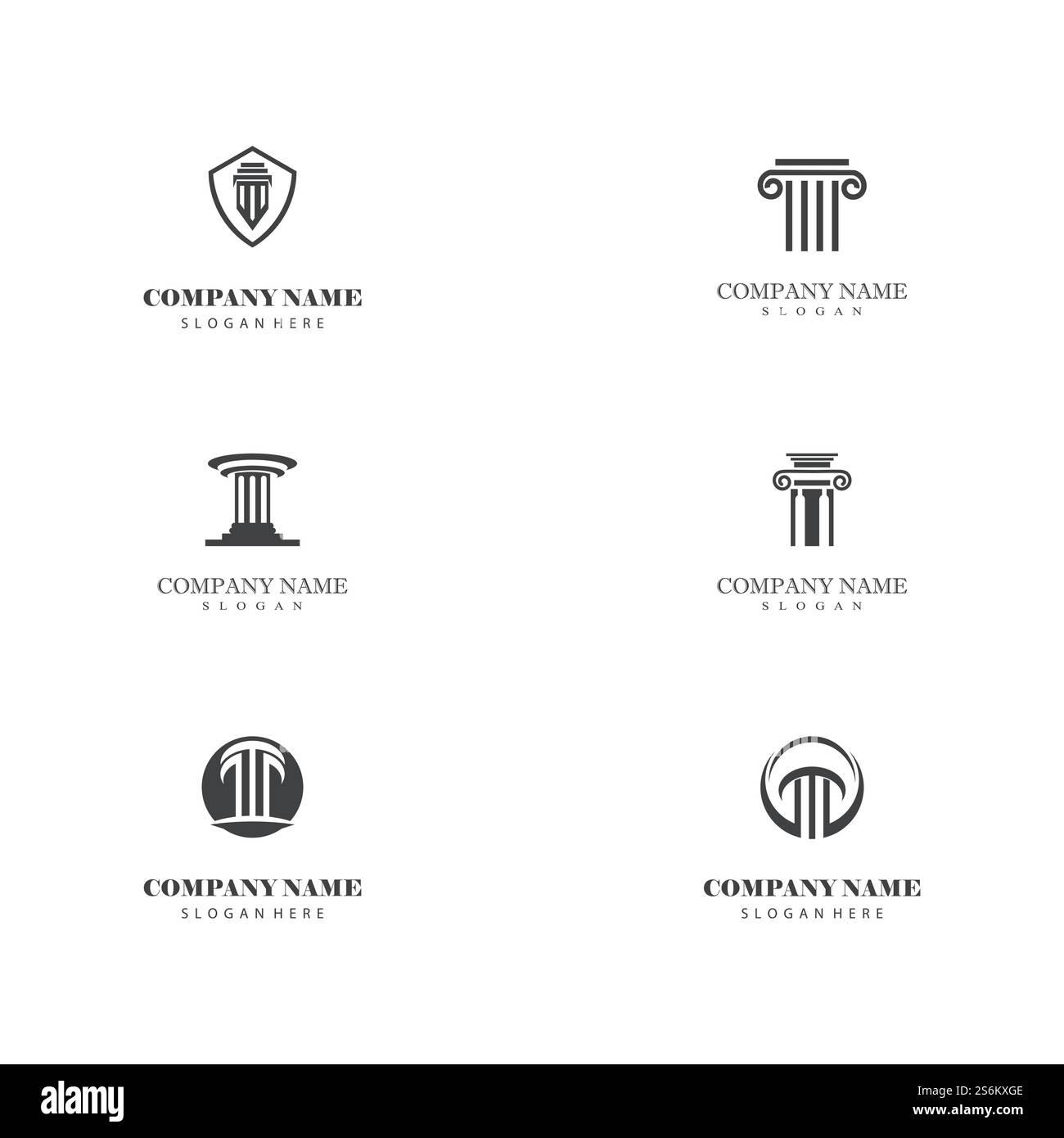 Colonnes de pilier antiques Rome grecque Athènes conception de logo bâtiment historique Illustration de Vecteur