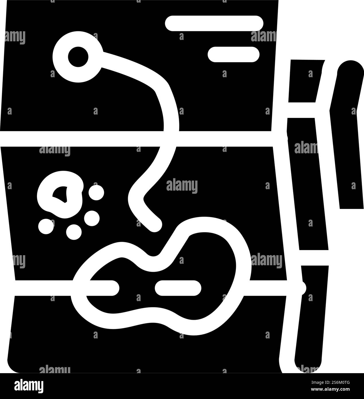 carte avec vecteur d'icône de glyphe de direction. carte avec panneau de direction. illustration noire du symbole de contour isolé. carte avec illustration vectorielle d'icône de glyphe de direction Illustration de Vecteur