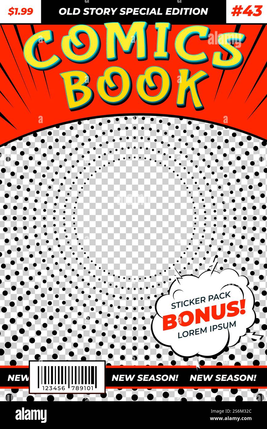 Modèle de bande dessinée. Brochure colorée, couverture de magazine de bandes dessinées rétro. Page de titre avant de l'art, style pop poster pointillé fond vectoriel récent. Illustration de la page de couverture du flyer, bande dessinée modifiable. Modèle de bande dessinée. Brochure colorée, couverture de magazine de bandes dessinées rétro. Page de titre avant de l'art, style pop poster pointillé fond vectoriel récent Illustration de Vecteur
