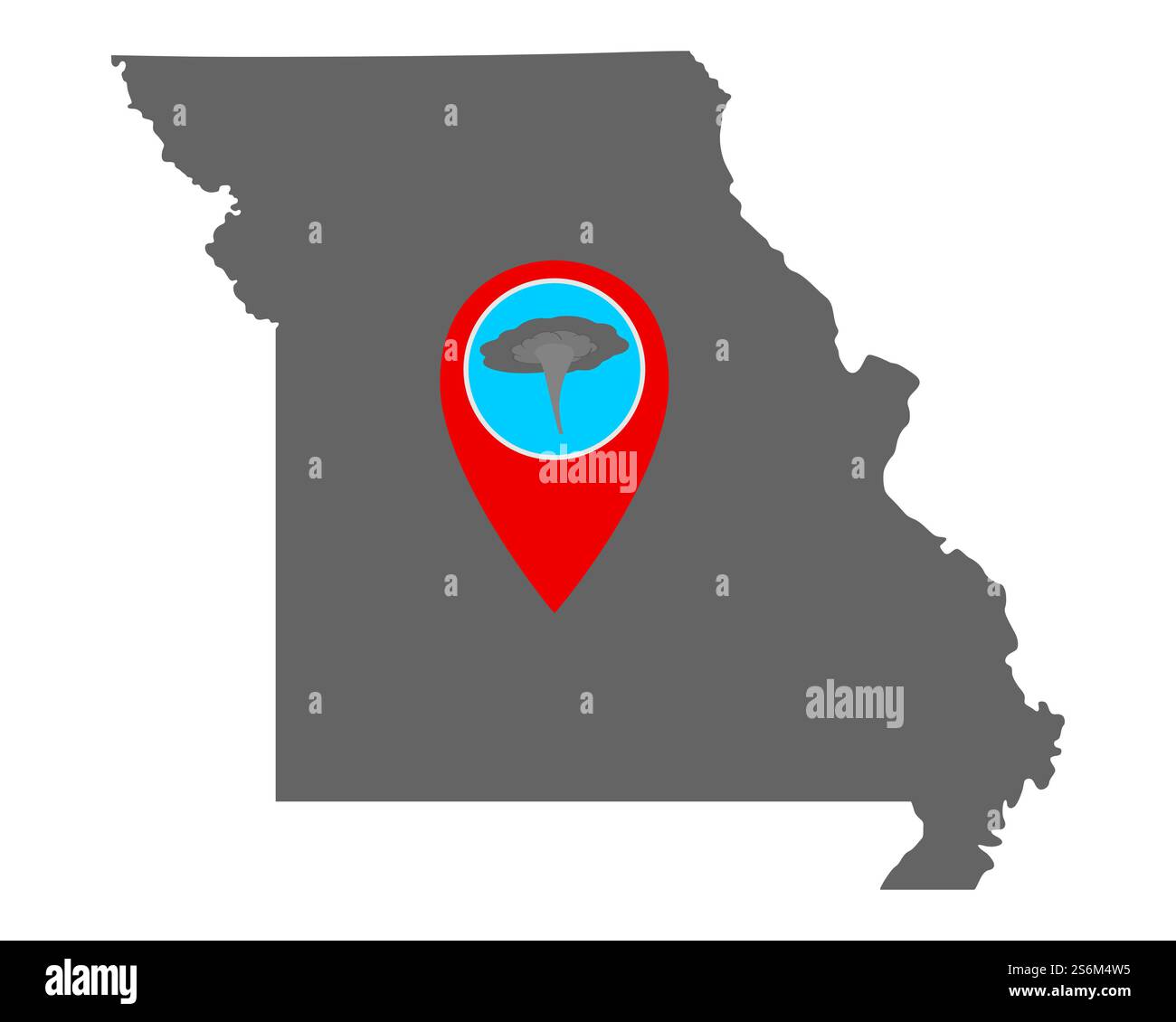 La carte du Missouri et l'axe avertissement de tornade Banque D'Images