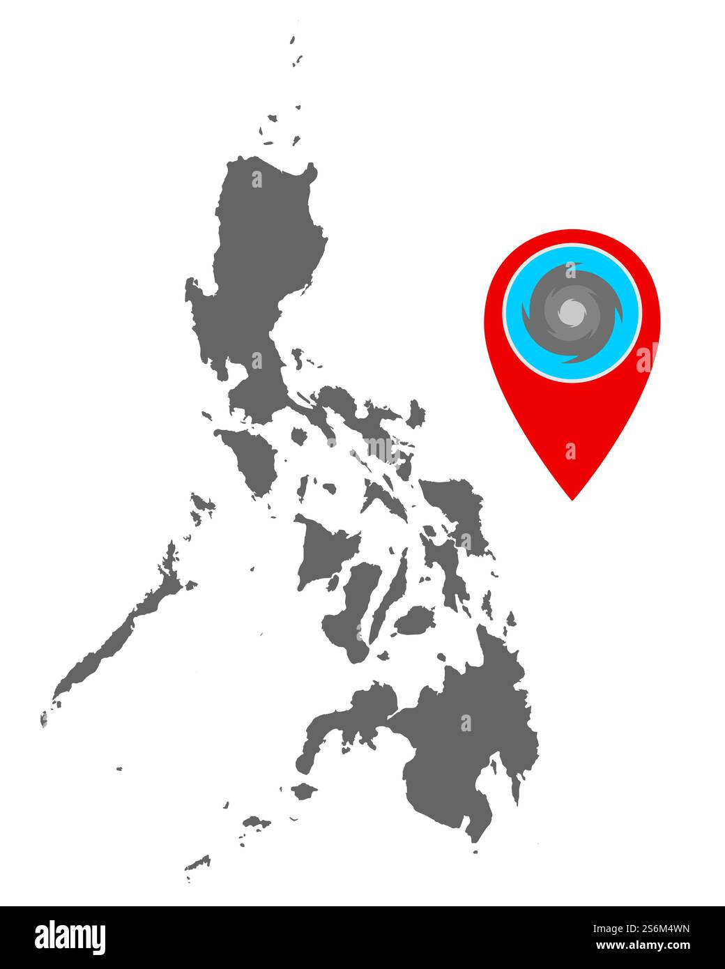 Carte des Philippines et PIN avec avertissement d'ouragan Banque D'Images