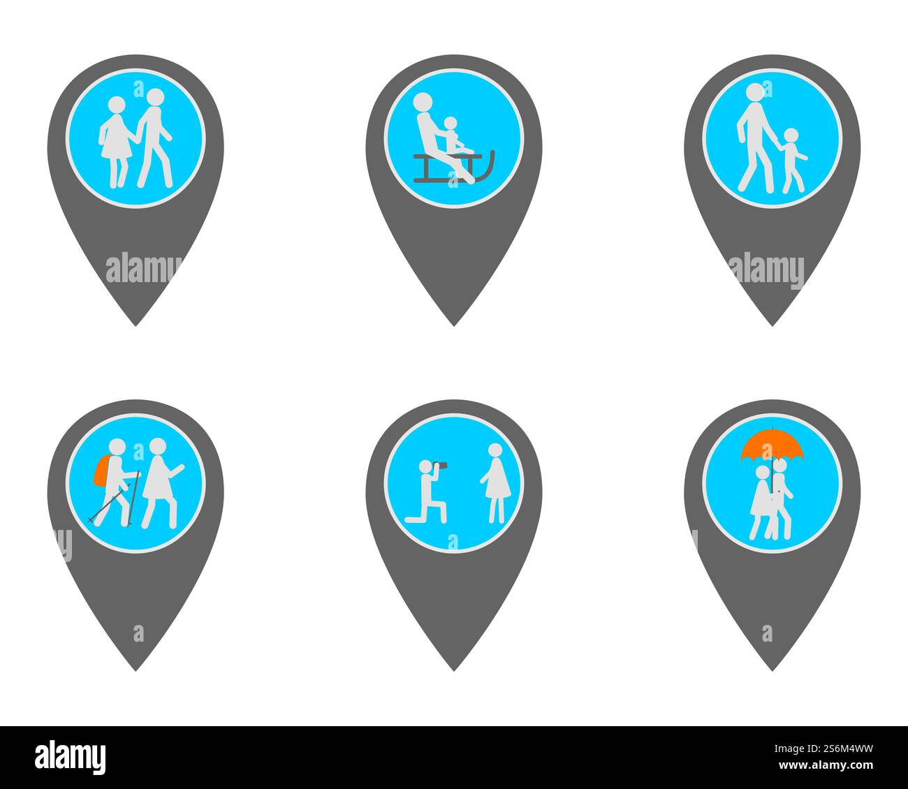 Épingles avec symboles pour voyager Banque D'Images