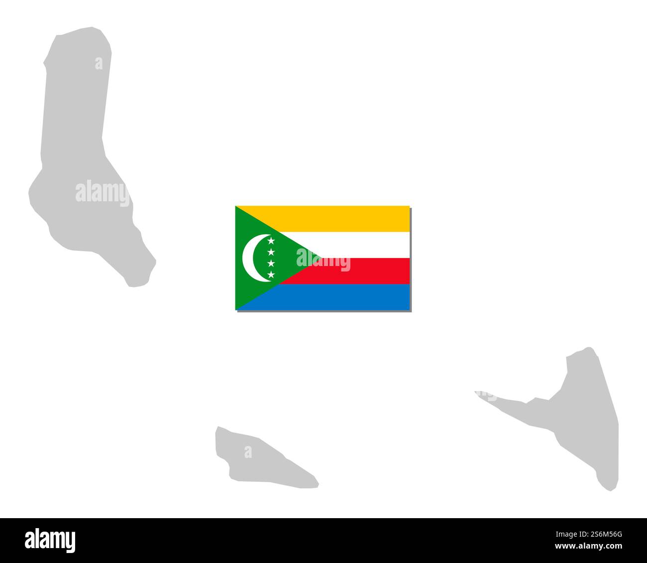 Drapeau et carte des Comores Banque D'Images