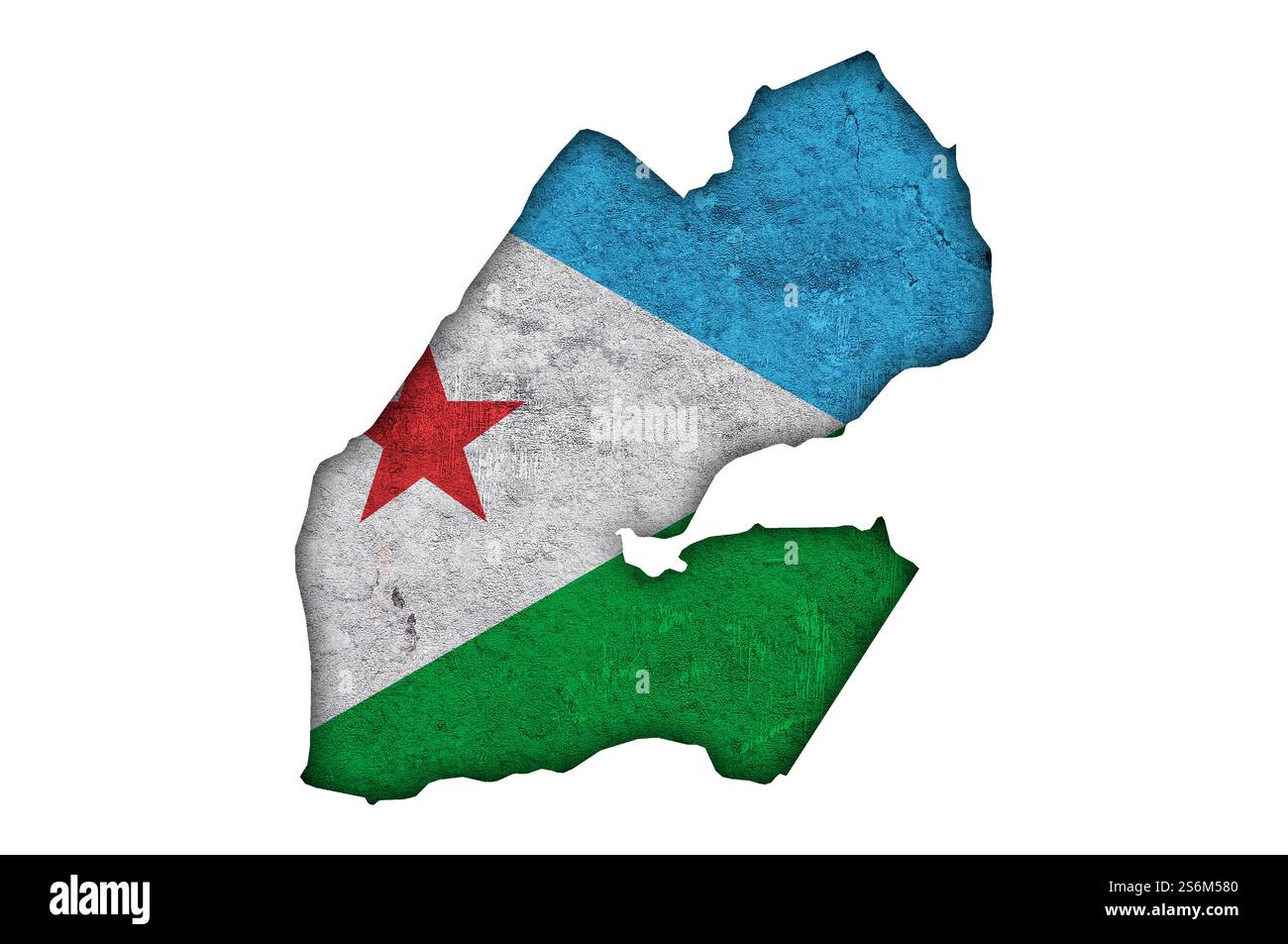 Carte et drapeau de Djibouti sur le béton abîmé Banque D'Images