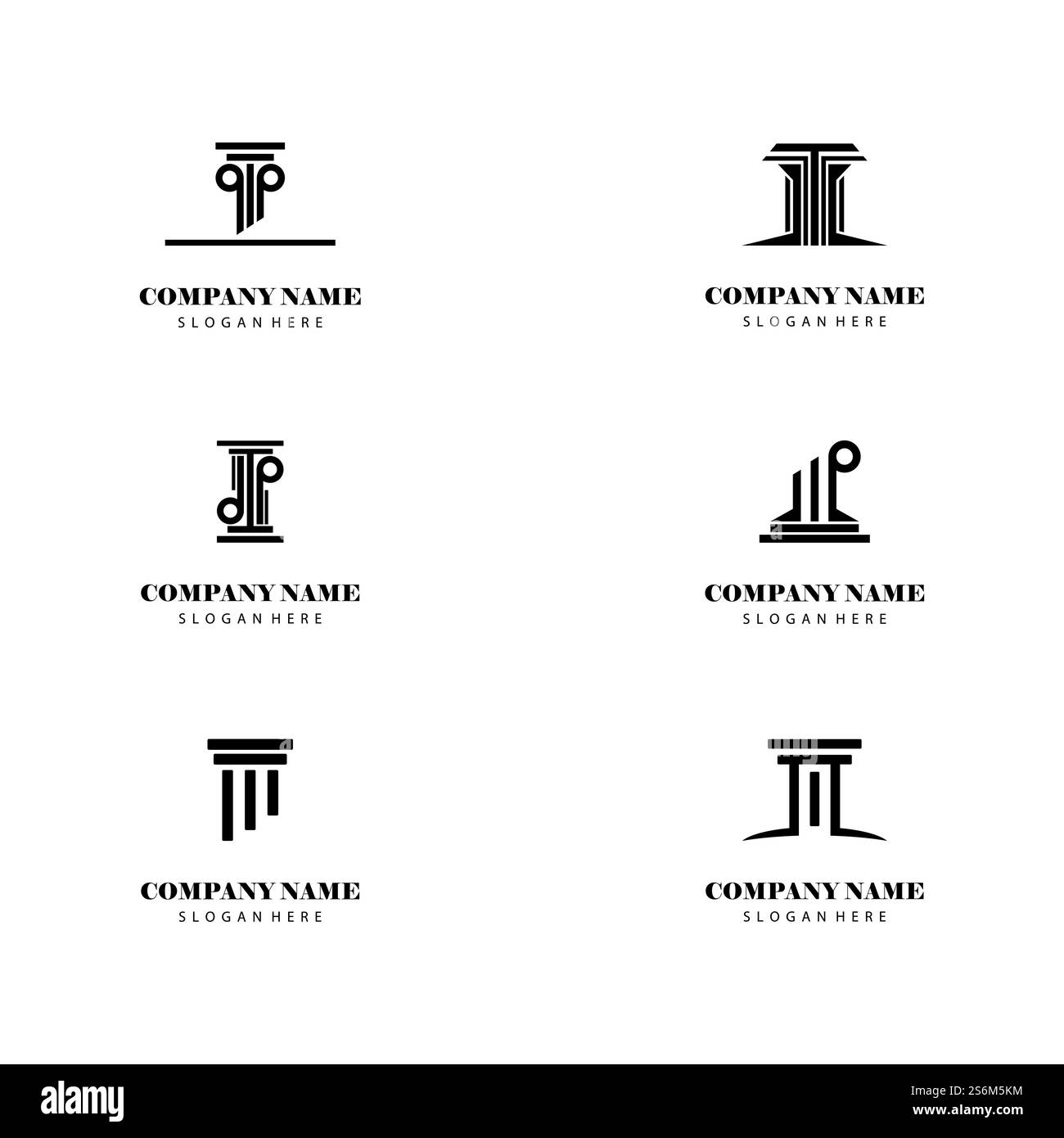 Colonnes de pilier antiques Rome grecque Athènes conception de logo bâtiment historique Illustration de Vecteur