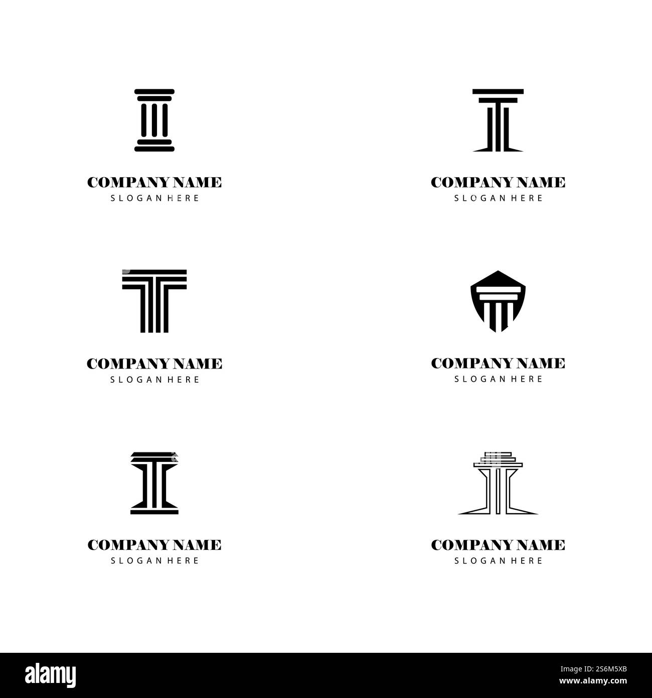 Colonnes de pilier antiques Rome grecque Athènes conception de logo bâtiment historique Illustration de Vecteur