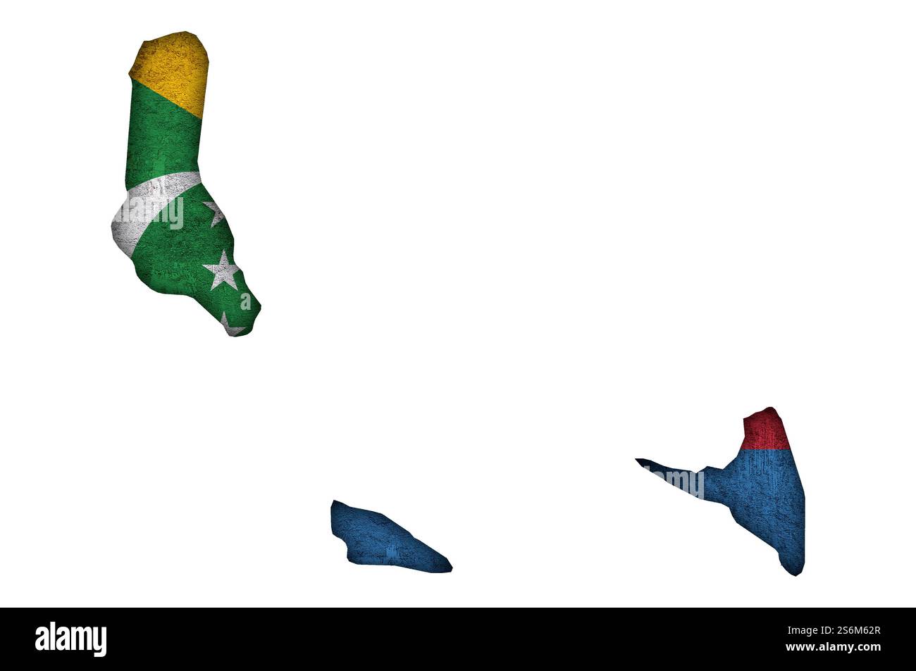 Carte et drapeau des Comores sur le béton abîmé Banque D'Images