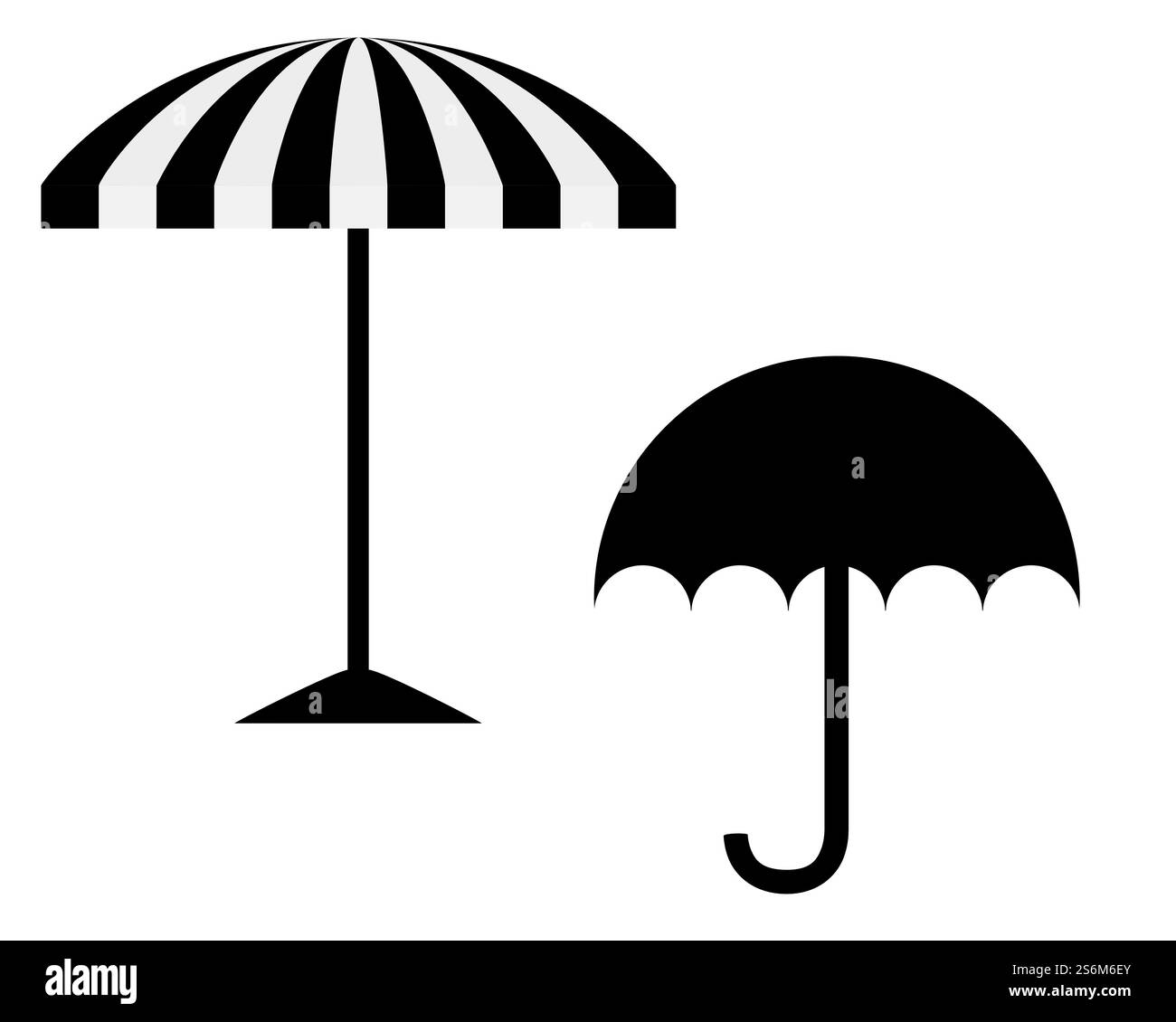 Parapluie et parasol sur blanc Banque D'Images