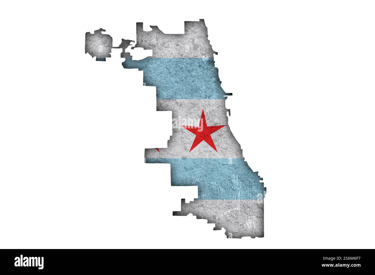 Carte et drapeau de Chicago sur béton abîmé Banque D'Images