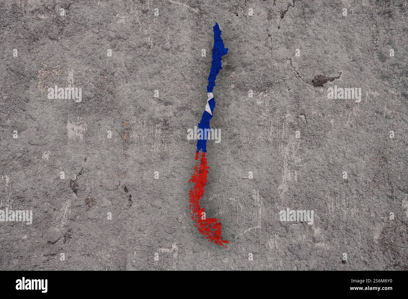 Carte et drapeau du Chili sur le béton abîmé Banque D'Images
