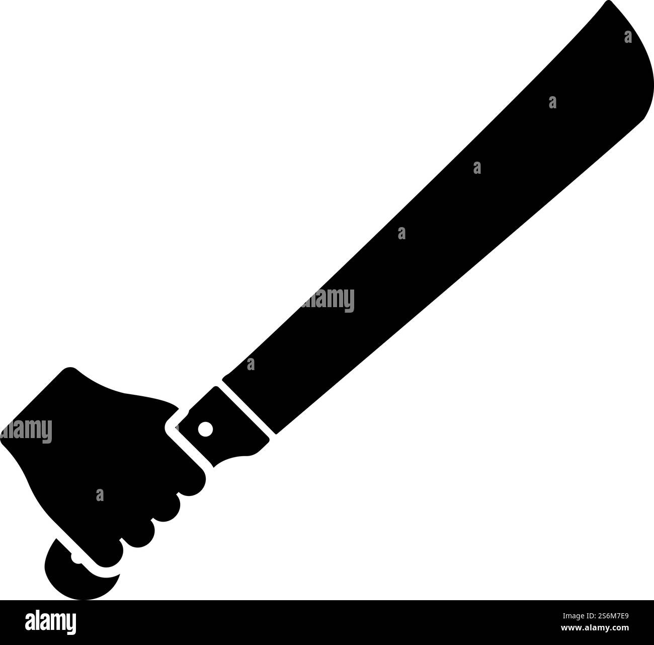Machette dans la main dans l'utilisation bras Big couteau icône de couleur noire illustration vectorielle de style plat image simple. Machette dans la main dans l'utilisation bras Big couteau icône noir illustration vectorielle couleur noire image de style plat Illustration de Vecteur