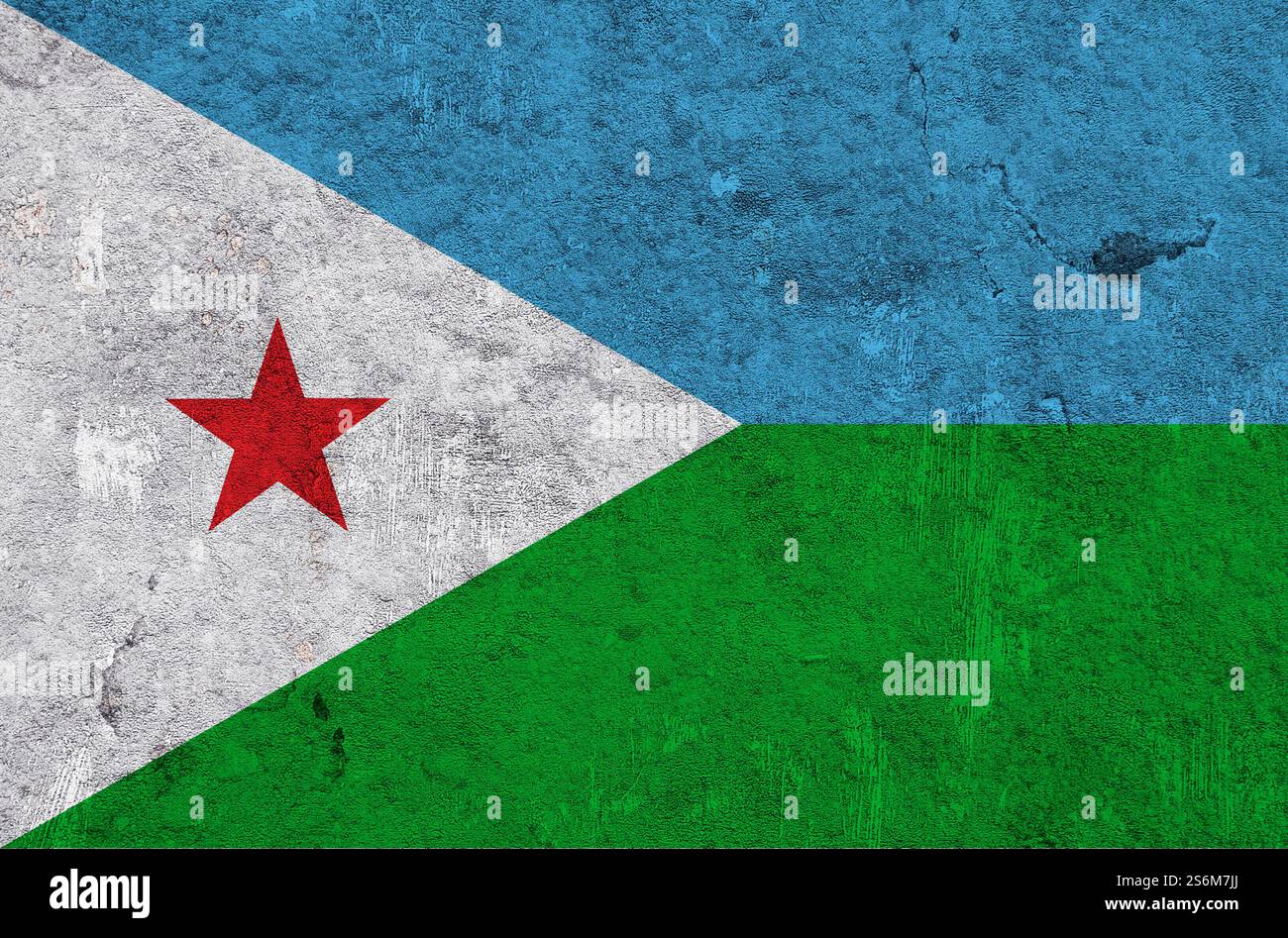 Drapeau de Djibouti sur béton abîmé Banque D'Images