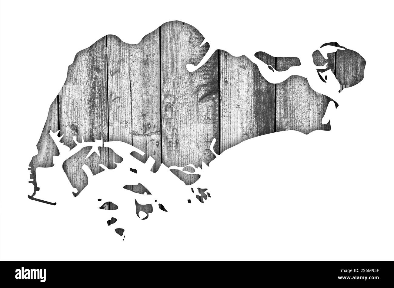 Carte de Singapour sur bois altéré Banque D'Images