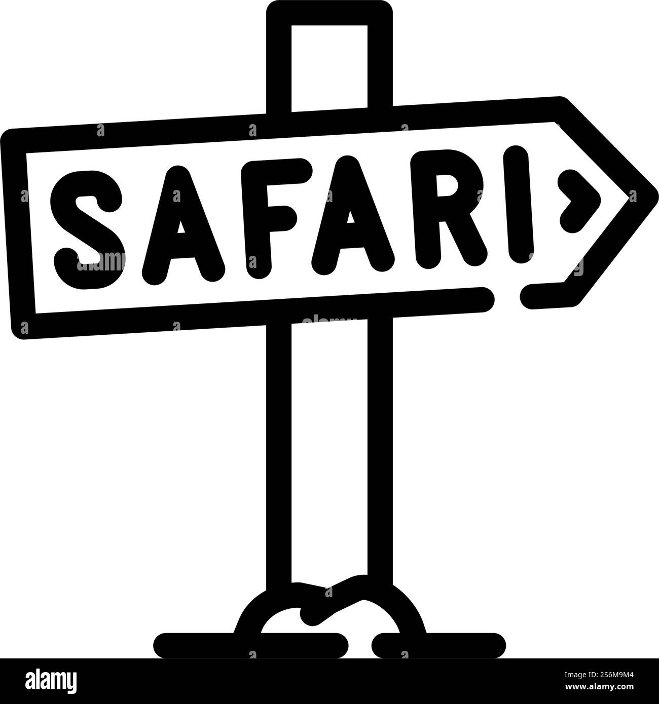 vecteur d'icône de ligne de plaque signalétique de safari de direction. panneau de plaque signalétique direction safari. illustration noire du symbole de contour isolé. illustration vectorielle d'icône de ligne de plaque signalétique de safari de direction Illustration de Vecteur