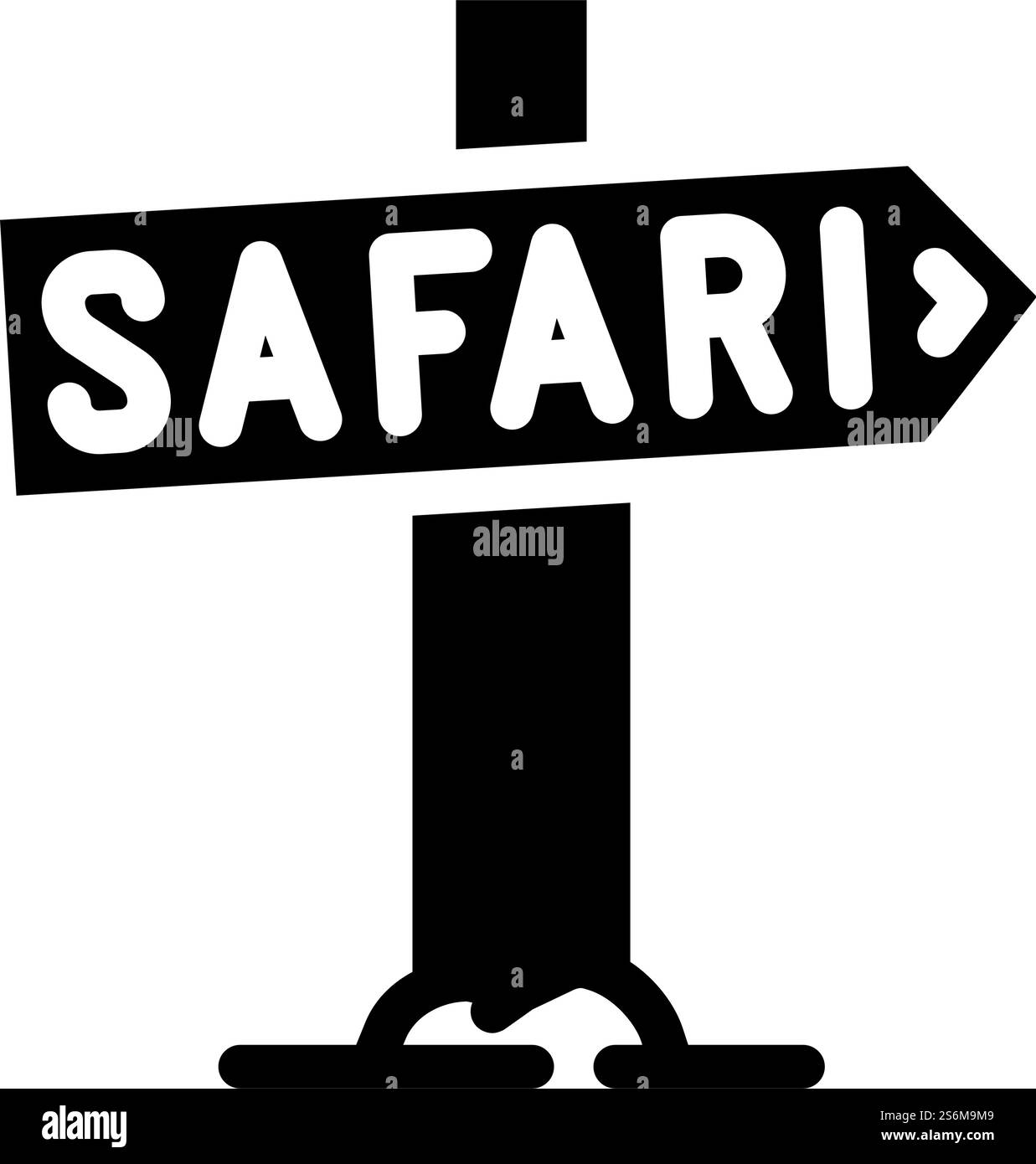 vecteur d'icône de glyphe de plaque signalétique de safari de direction. panneau de plaque signalétique direction safari. illustration noire du symbole de contour isolé. illustration vectorielle d'icône de glyphe de plaque signalétique de safari de direction Illustration de Vecteur