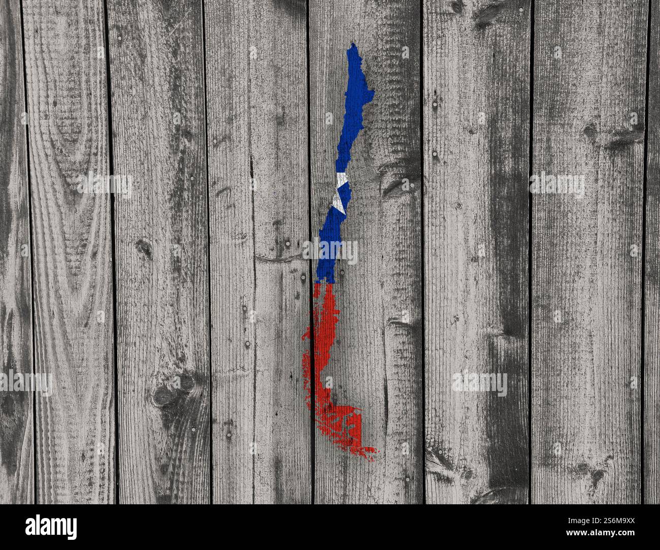 La carte et drapeau du Chili sur Weathered Wood Banque D'Images