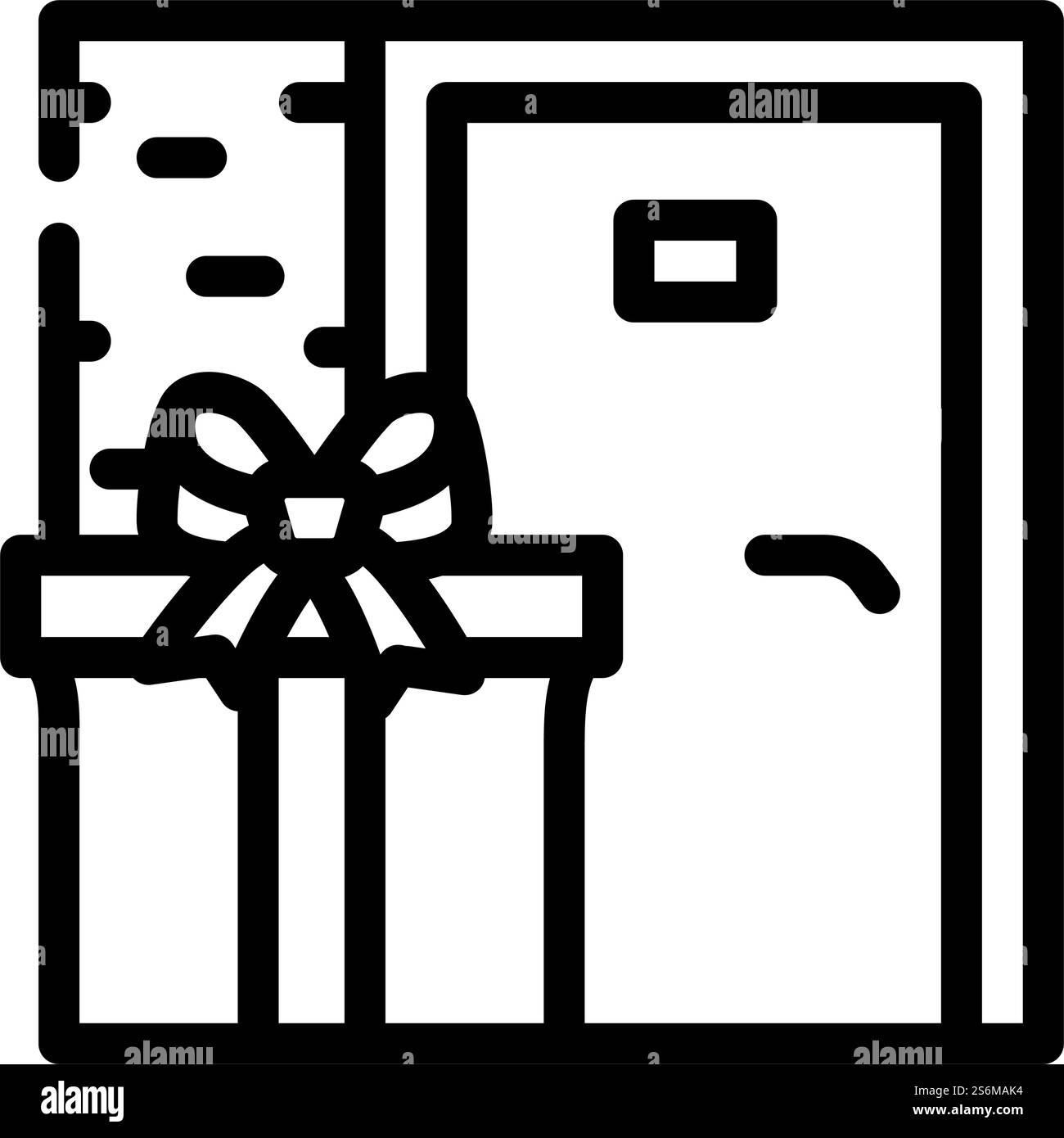 vecteur d'icône de ligne de cadeau de livraison. affiche de livraison de cadeau. illustration noire du symbole de contour isolé. illustration vectorielle d'icône de ligne de cadeau Illustration de Vecteur