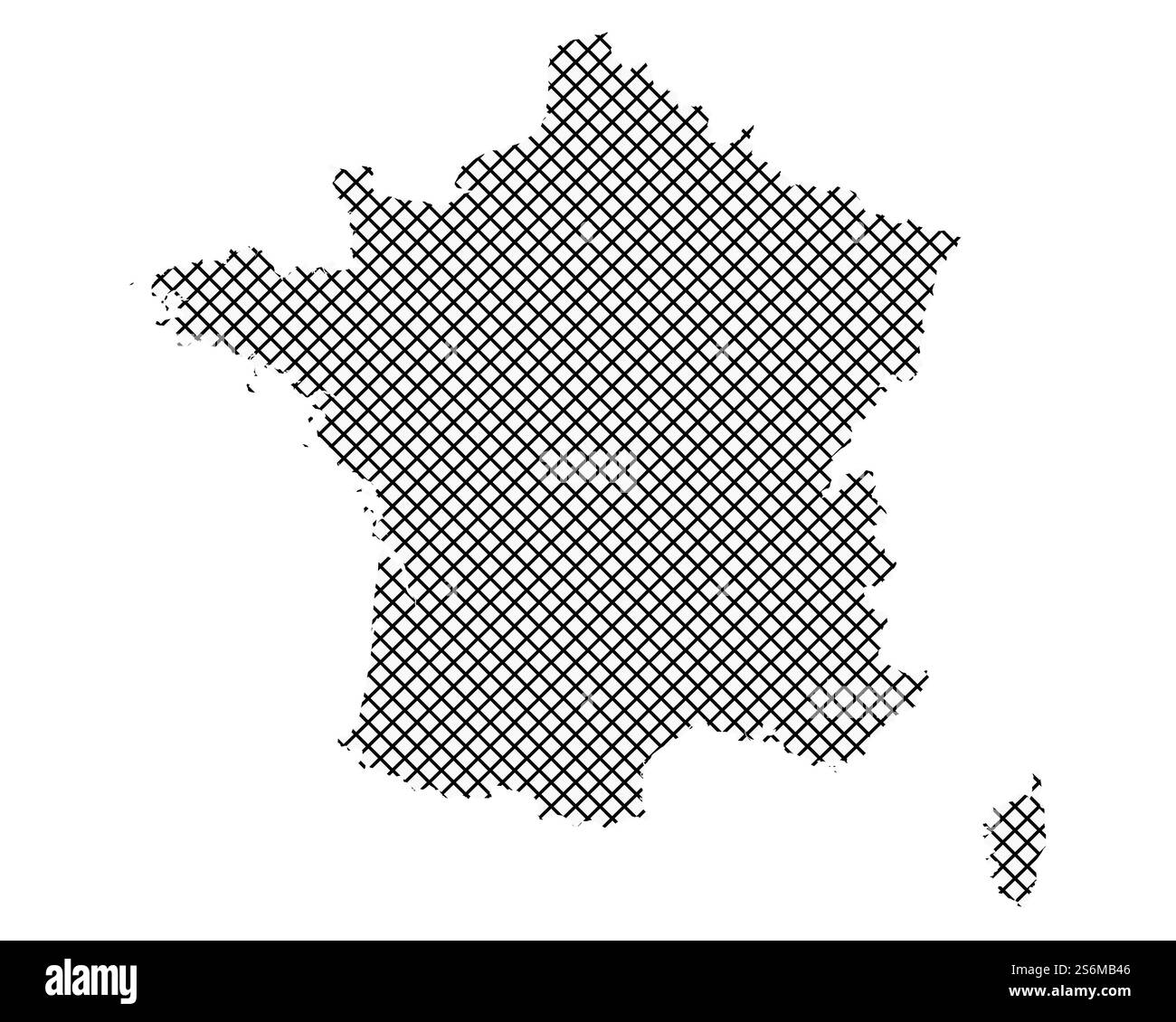 Carte de France sur de simples de croix Banque D'Images
