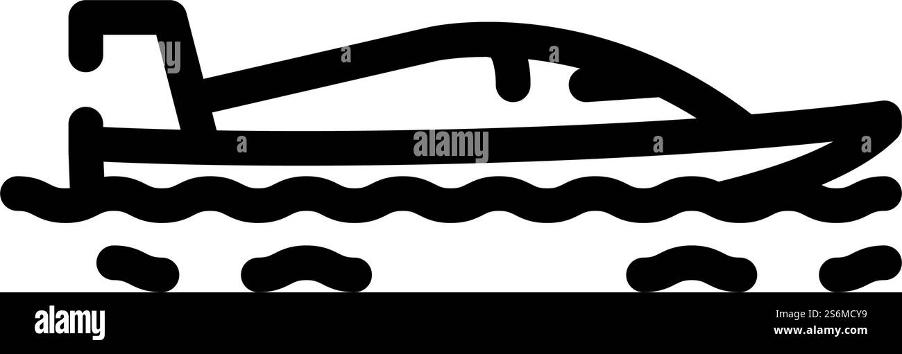 vecteur d'icône de ligne de sport aquatique powerboating. panneau pour sports nautiques en bateau à moteur. illustration noire du symbole de contour isolé. illustration vectorielle d'icône de ligne de sport aquatique powerboating Illustration de Vecteur