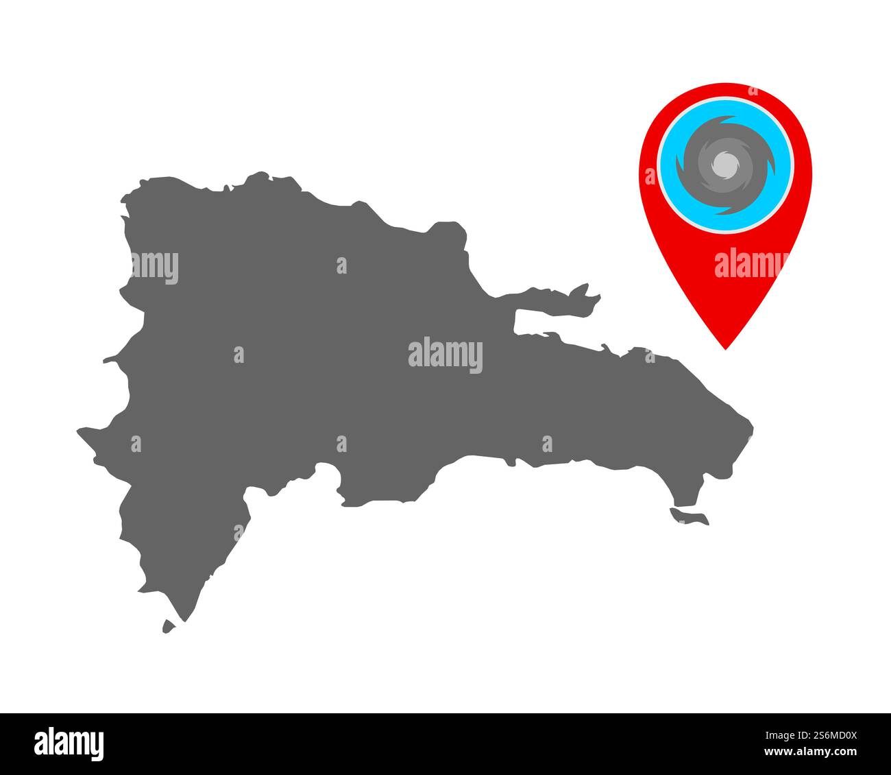 Carte de la République dominicaine et l'axe avec l'avertissement d'ouragan Banque D'Images