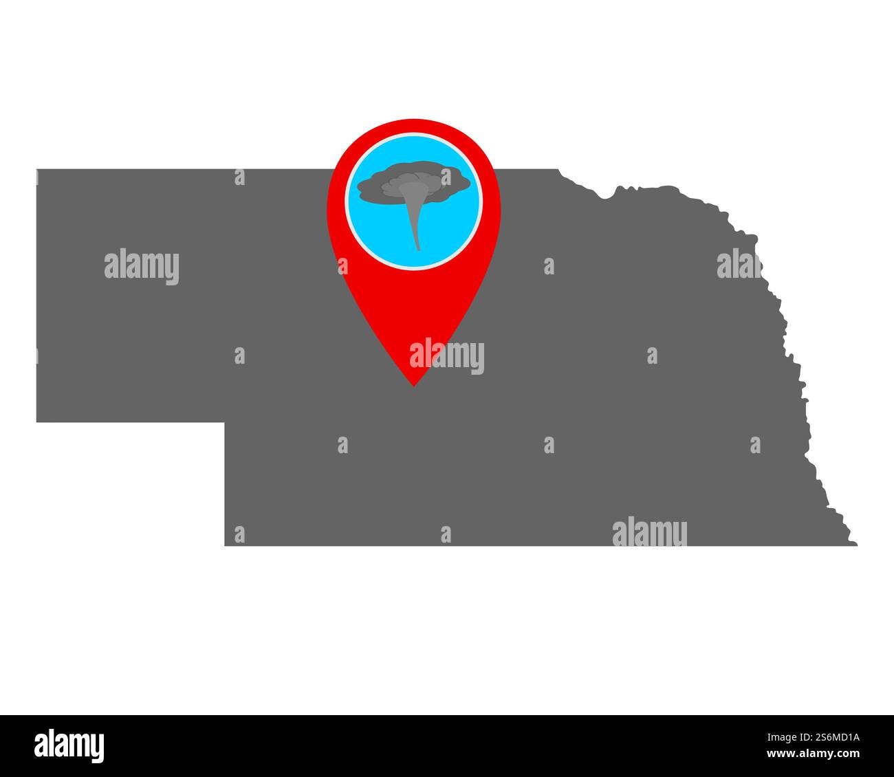 Carte du Nebraska et PIN Tornado Warning Banque D'Images