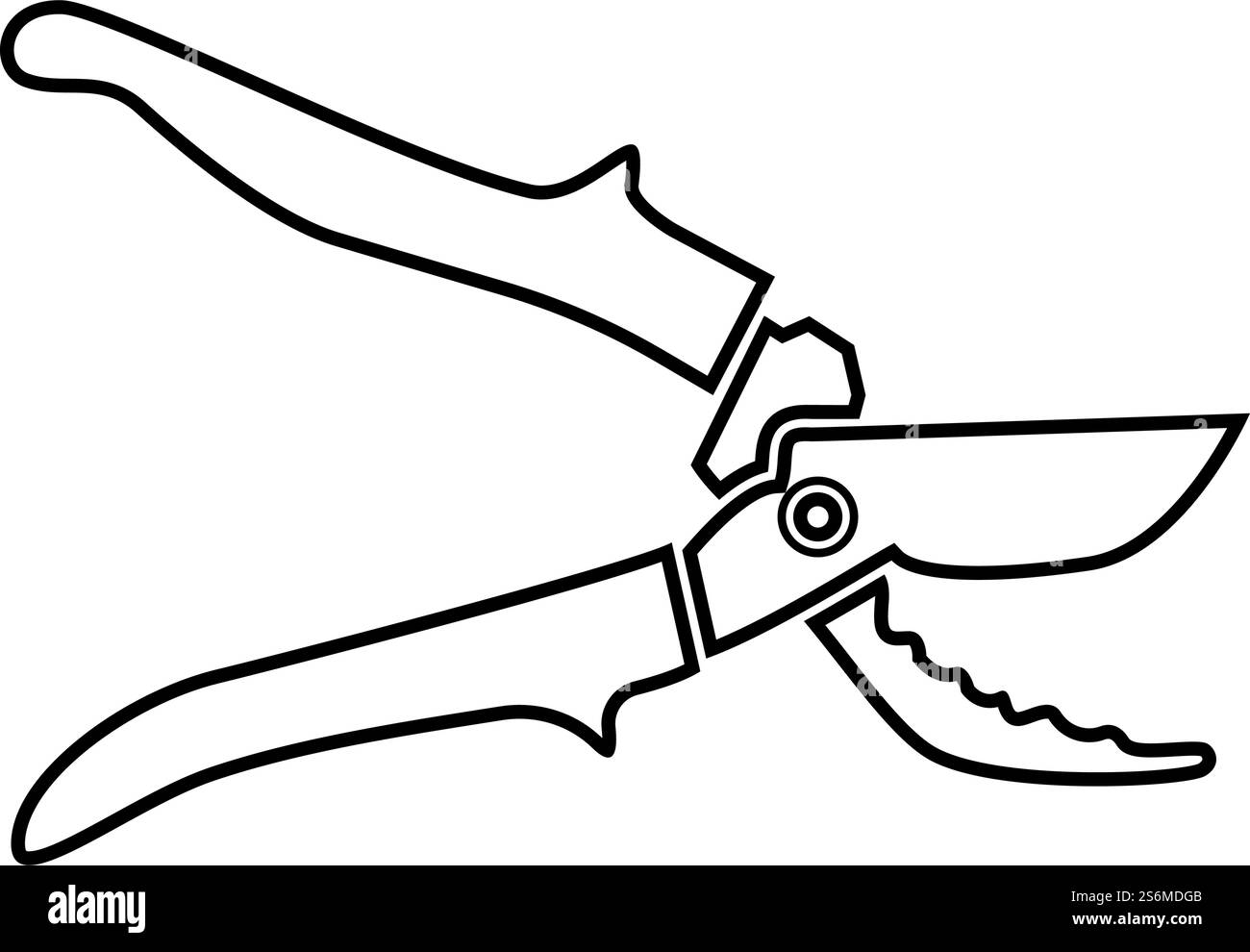 Sécateur sécateur sécateur sécateur sécateur cisailles ciseaux à main coupe manuelle contour icône de contour de couleur noire illustration vectorielle style plat image simple. Sécateur sécateur sécateur sécateur sécateur cisailles ciseaux à main coupe manuelle contour icône de contour de couleur noire illustration vectorielle image de style plat Illustration de Vecteur