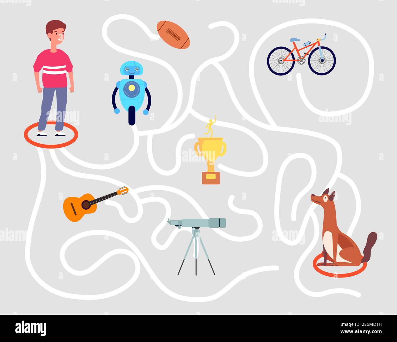 Jeu de labyrinthe amusant. Labyrinthe d'enfants, éducation maternelle enfants jeu de puzzle. Trouver une solution, aider à garçon choisir l'illustration vectorielle de route droite. Puzzle labyrinthe et labyrinthe de jeu, éducation préscolaire. Jeu de labyrinthe amusant. Labyrinthe d'enfants, éducation maternelle enfants jeu de puzzle. Trouver une solution, aider à garçon choisir l'illustration vectorielle de route droite Illustration de Vecteur