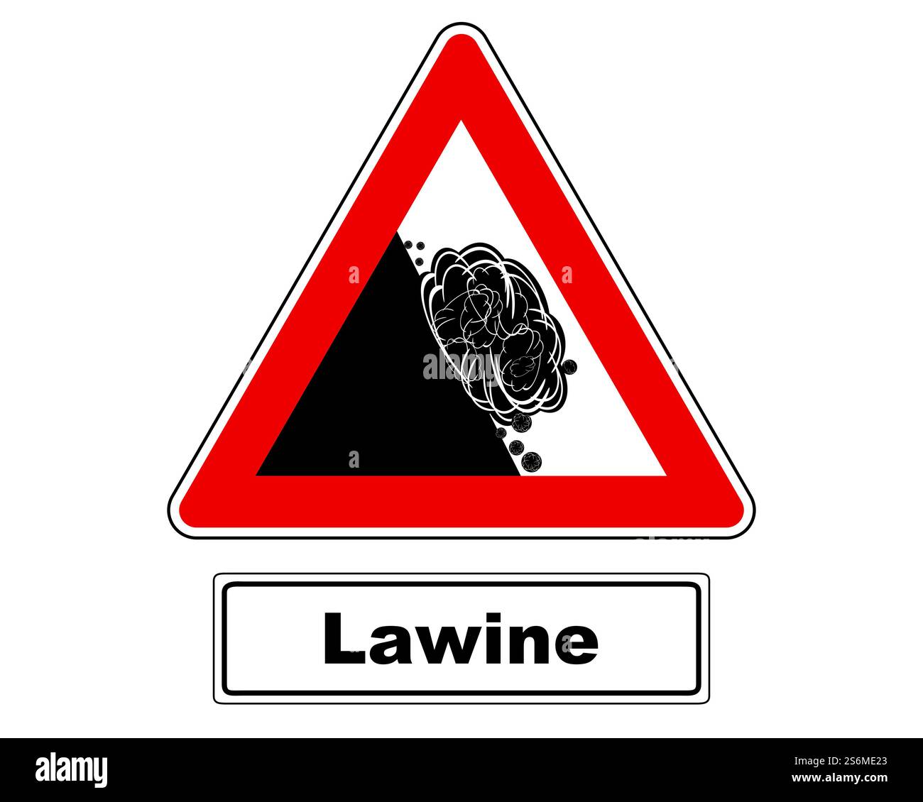 Panneau d'avertissement avec avalanche Banque D'Images