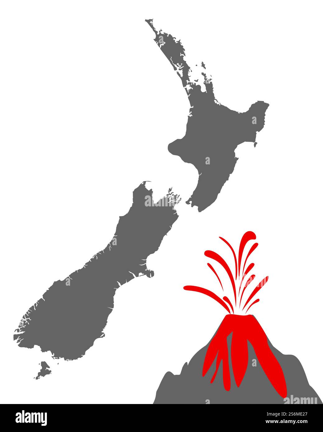Carte de la Nouvelle Zélande avec volcano Banque D'Images