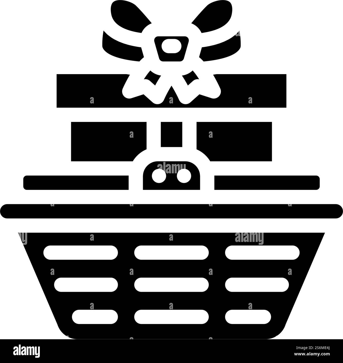 vecteur d'icône de glyphe cadeau de panier. pancarte cadeau. illustration noire du symbole de contour isolé. illustration vectorielle d'icône de glyphe cadeau de panier Illustration de Vecteur