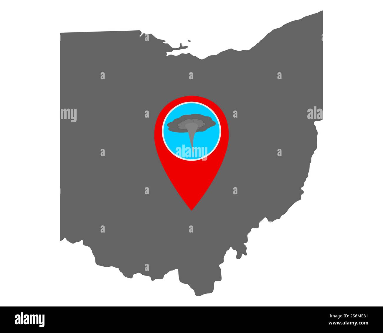 Carte de l'Ohio et de l'avertissement de tornade de pin Banque D'Images