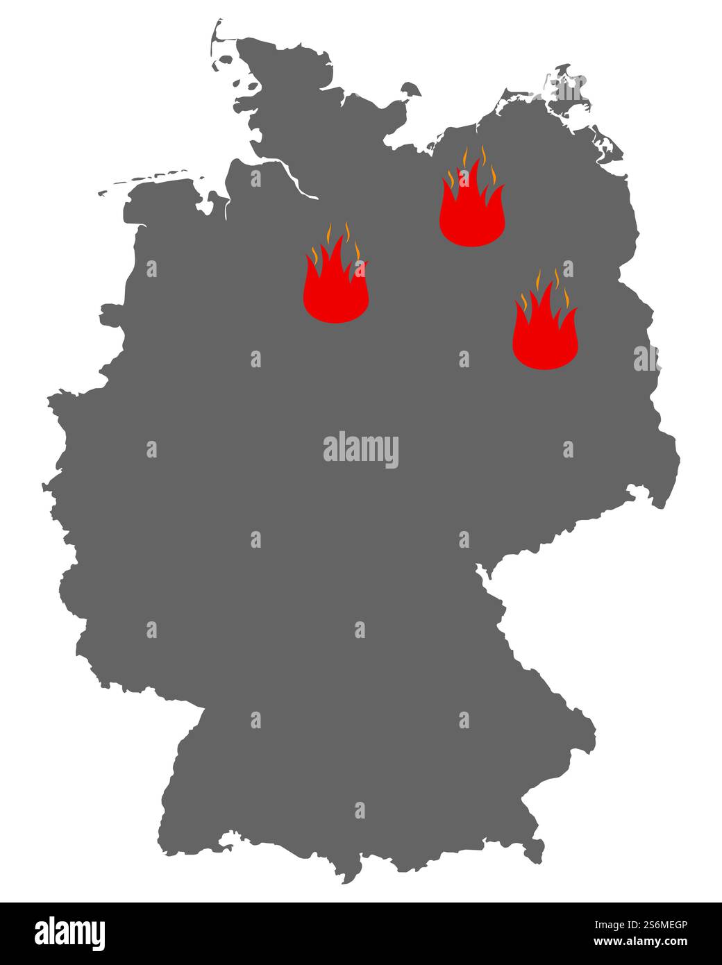 Carte de l'Allemagne et le symbole du feu Banque D'Images