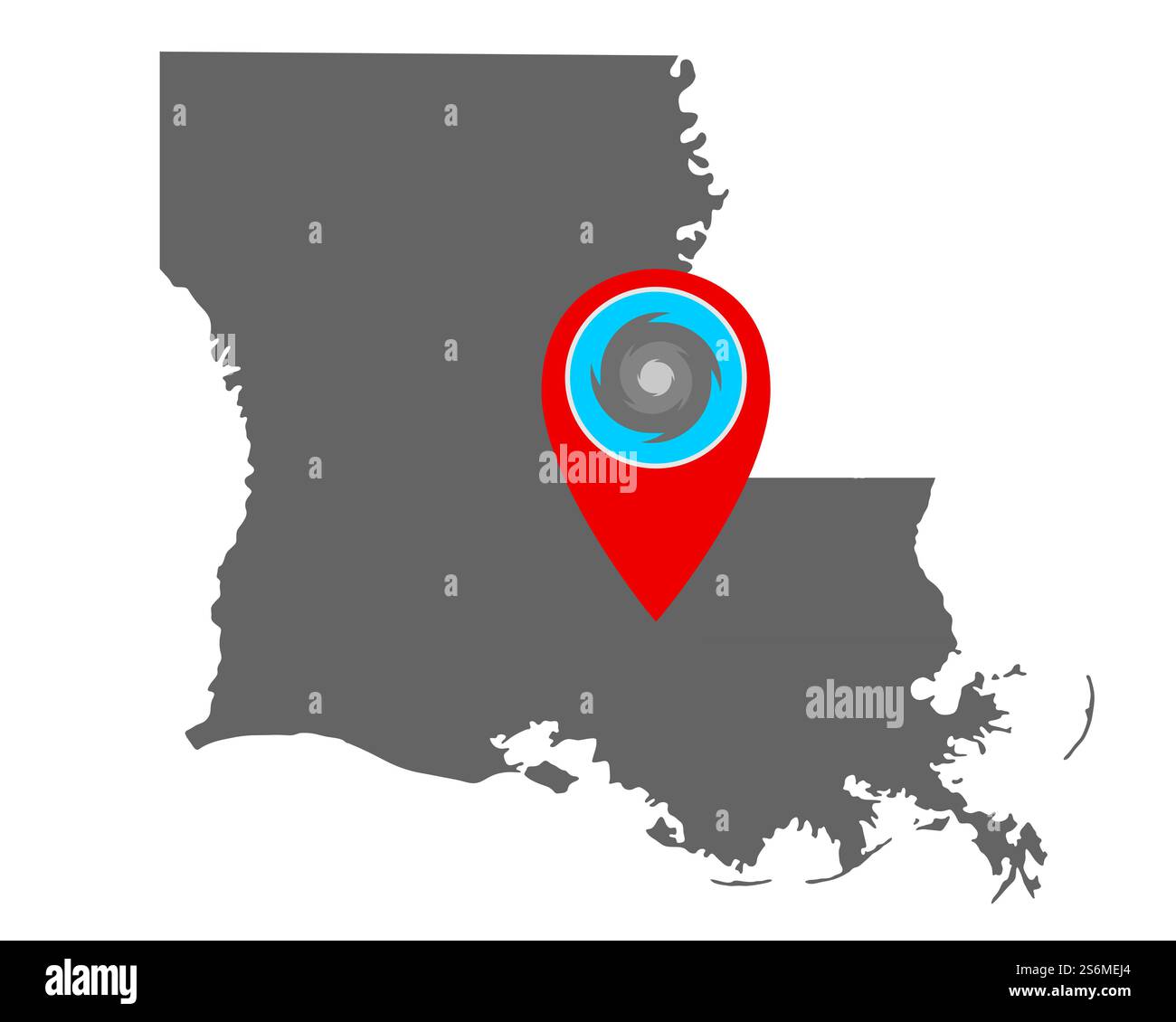 Carte de la Louisiane et de l'axe avec avertissement d'ouragan Banque D'Images