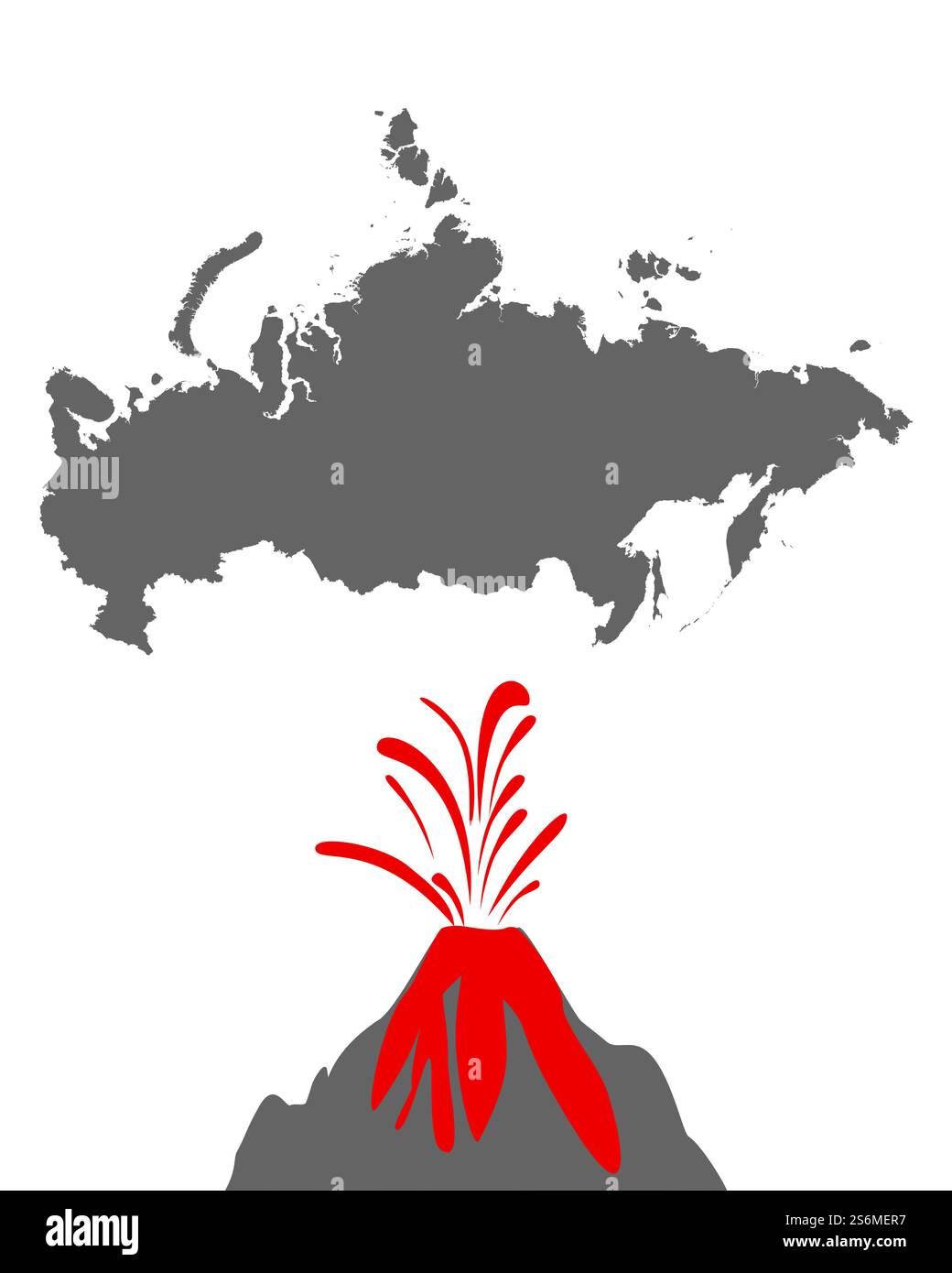 Carte de la Russie avec volcano Banque D'Images