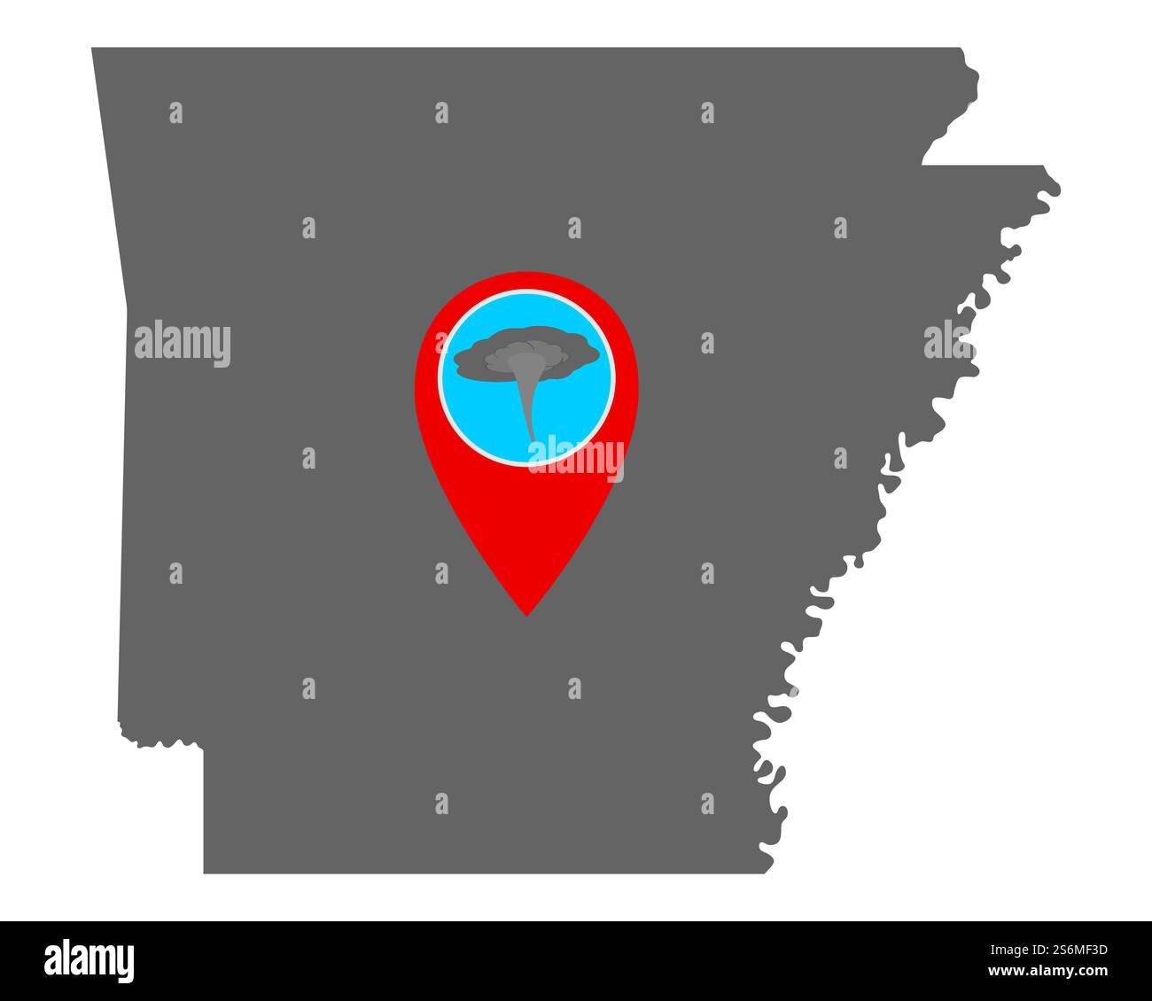 Carte de l'Arkansas et avertissement de tornade de broche Banque D'Images