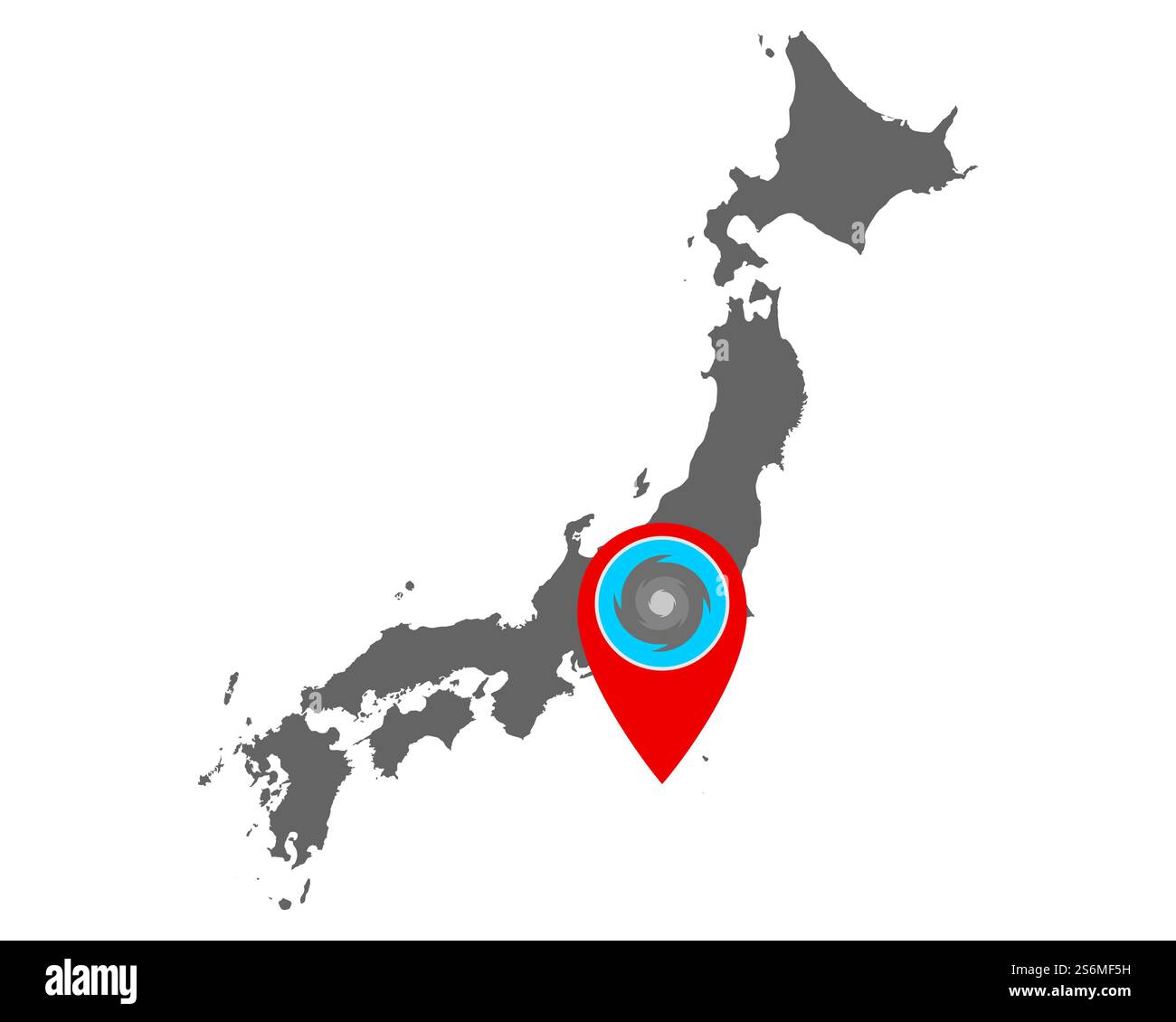 Carte du Japon et PIN avec avertissement d'ouragan Banque D'Images
