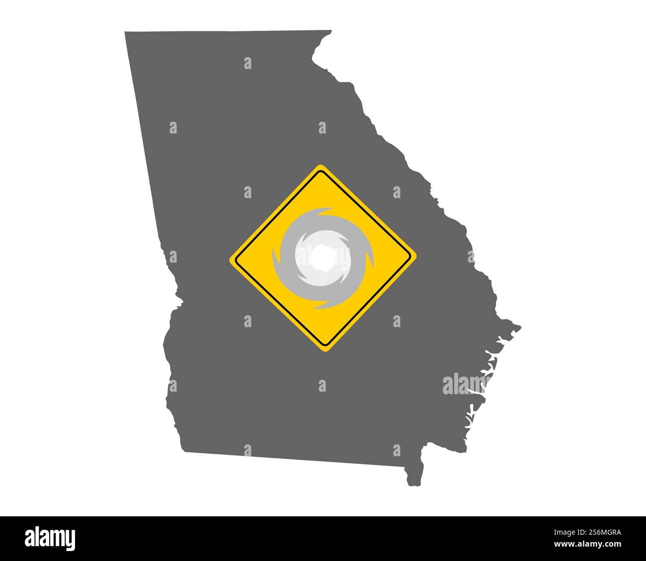 Carte de Géorgie avec signalisation routière avertissant de tempête Banque D'Images