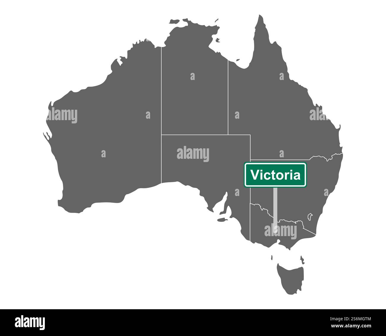 Placez le panneau Victoria sur la carte de l'Australie Banque D'Images