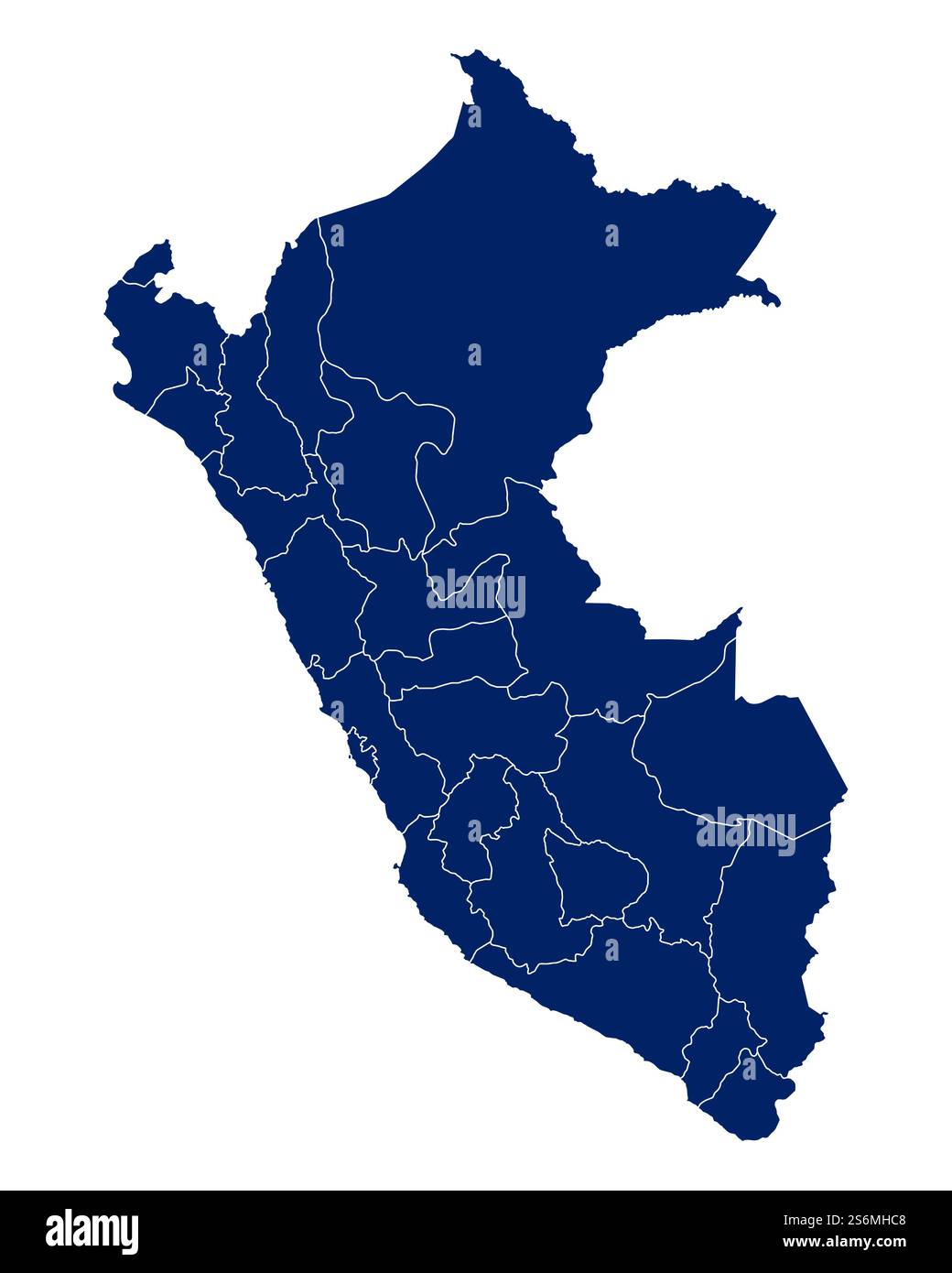 Carte du Pérou avec régions et frontières Banque D'Images