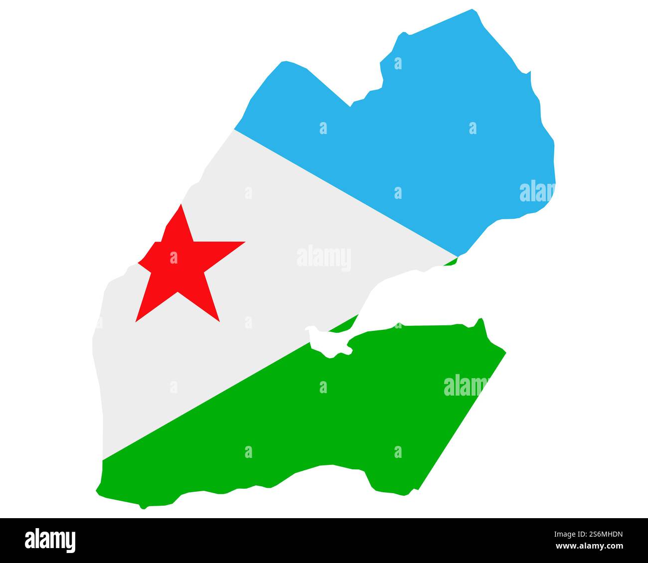 Drapeau sur la carte de Djibouti Banque D'Images